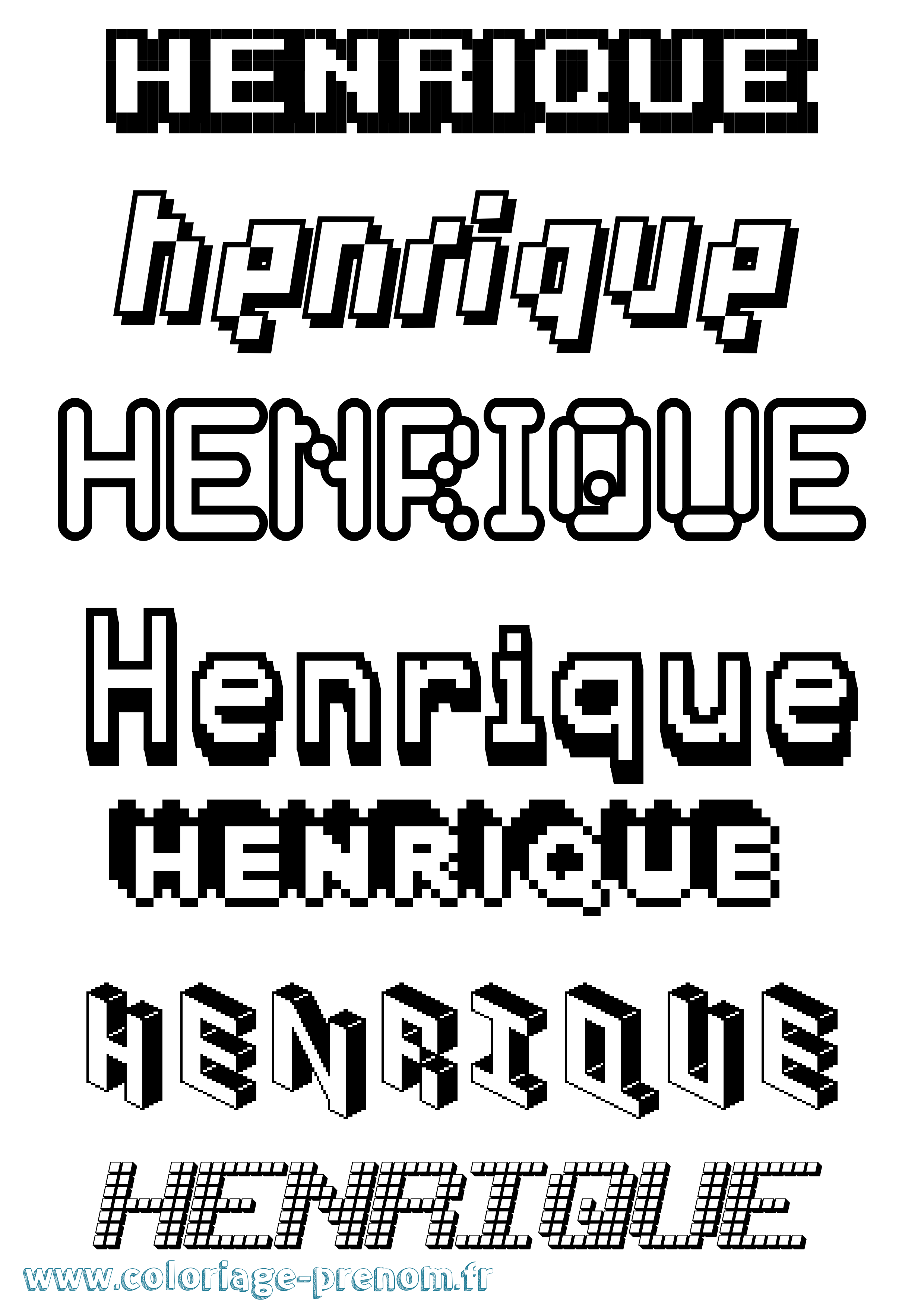 Coloriage prénom Henrique Pixel