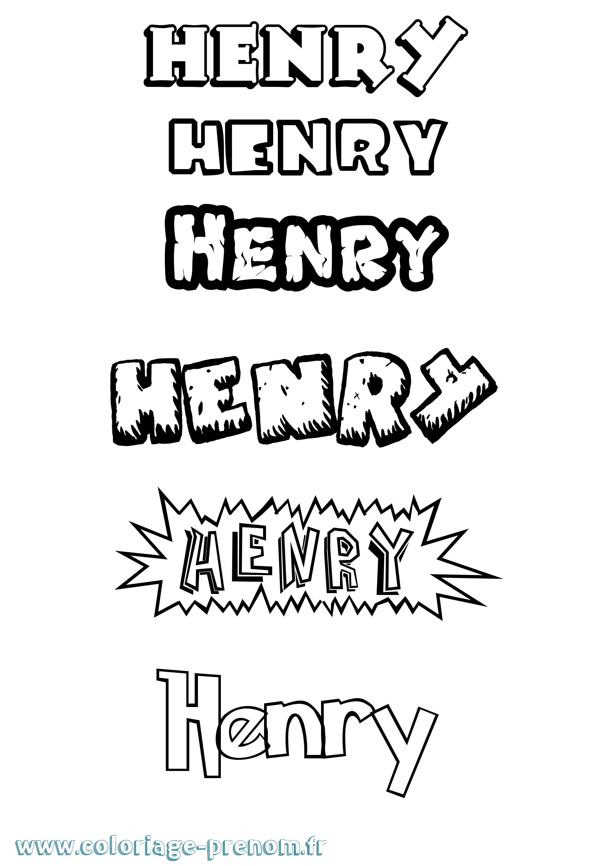 Coloriage prénom Henry Dessin Animé