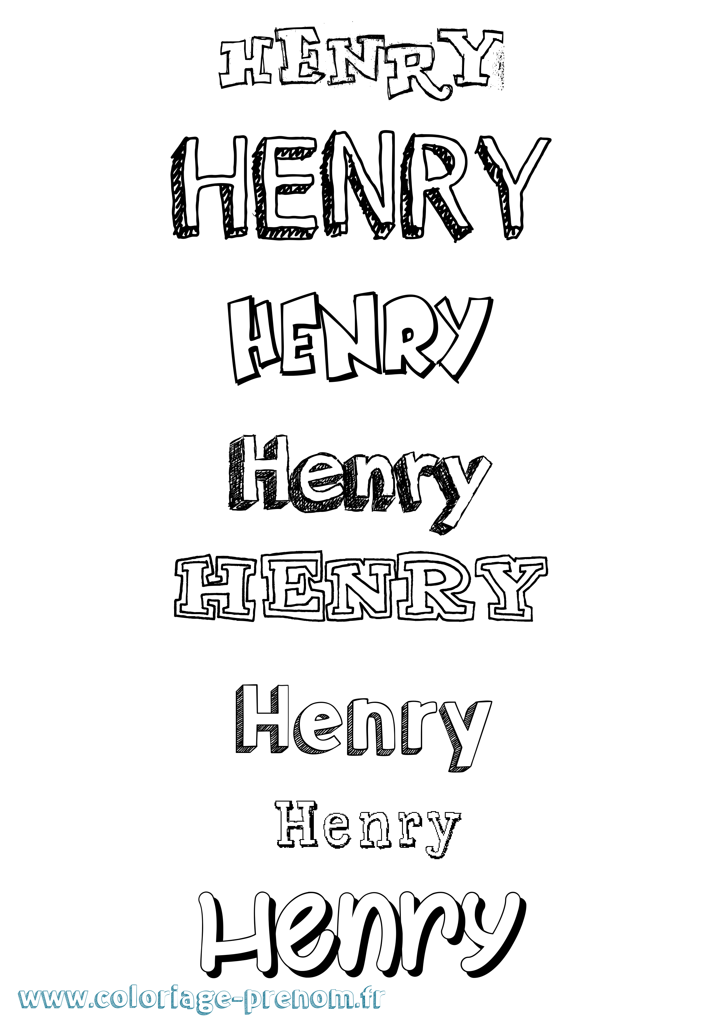 Coloriage prénom Henry Dessiné