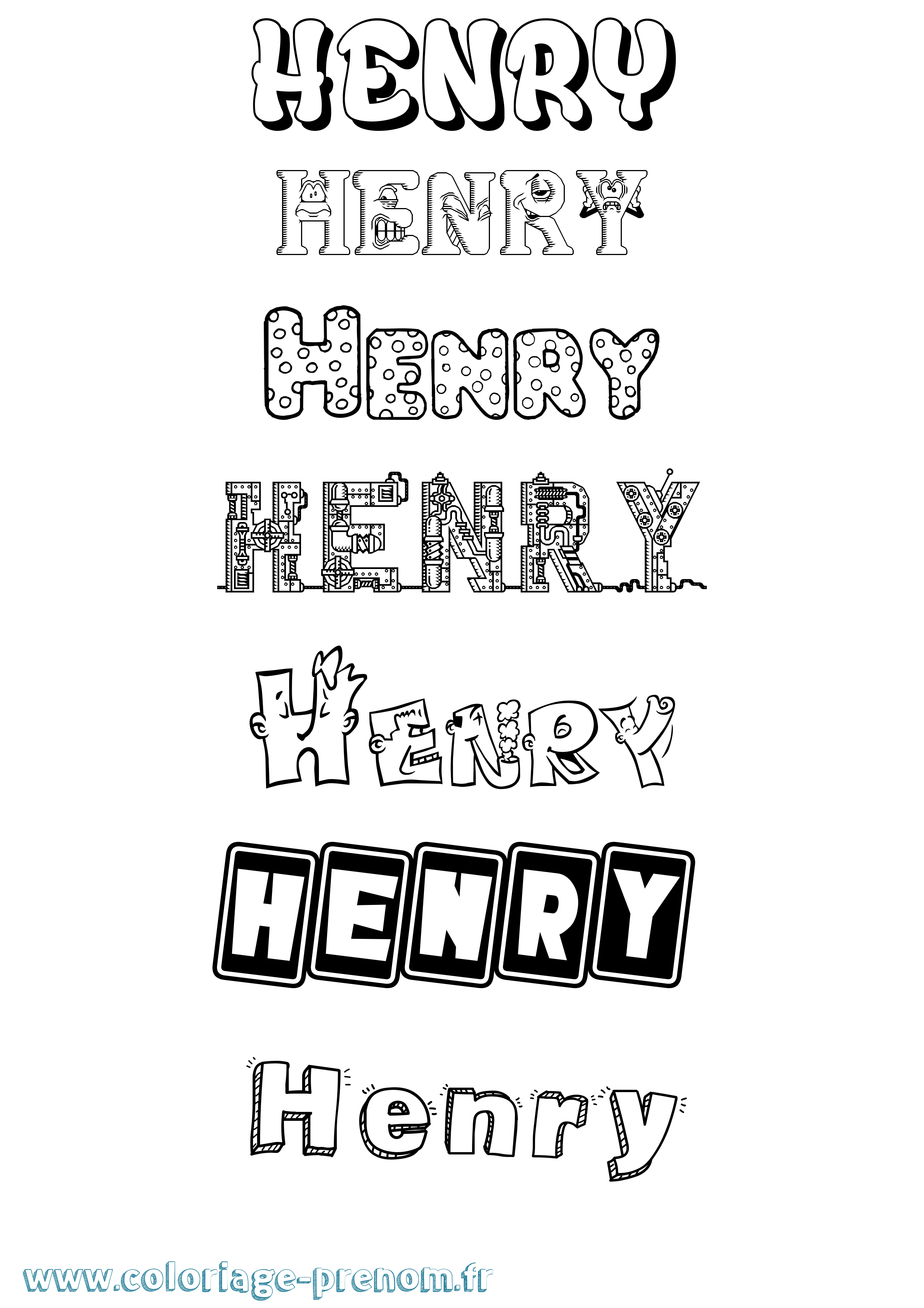 Coloriage prénom Henry Fun