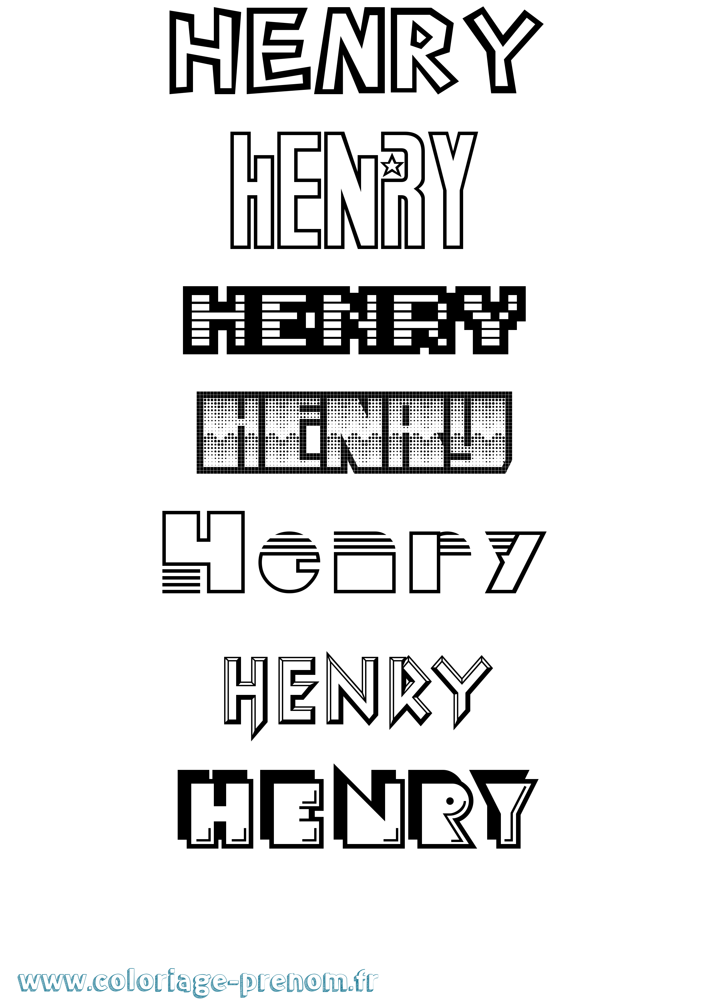 Coloriage prénom Henry Jeux Vidéos