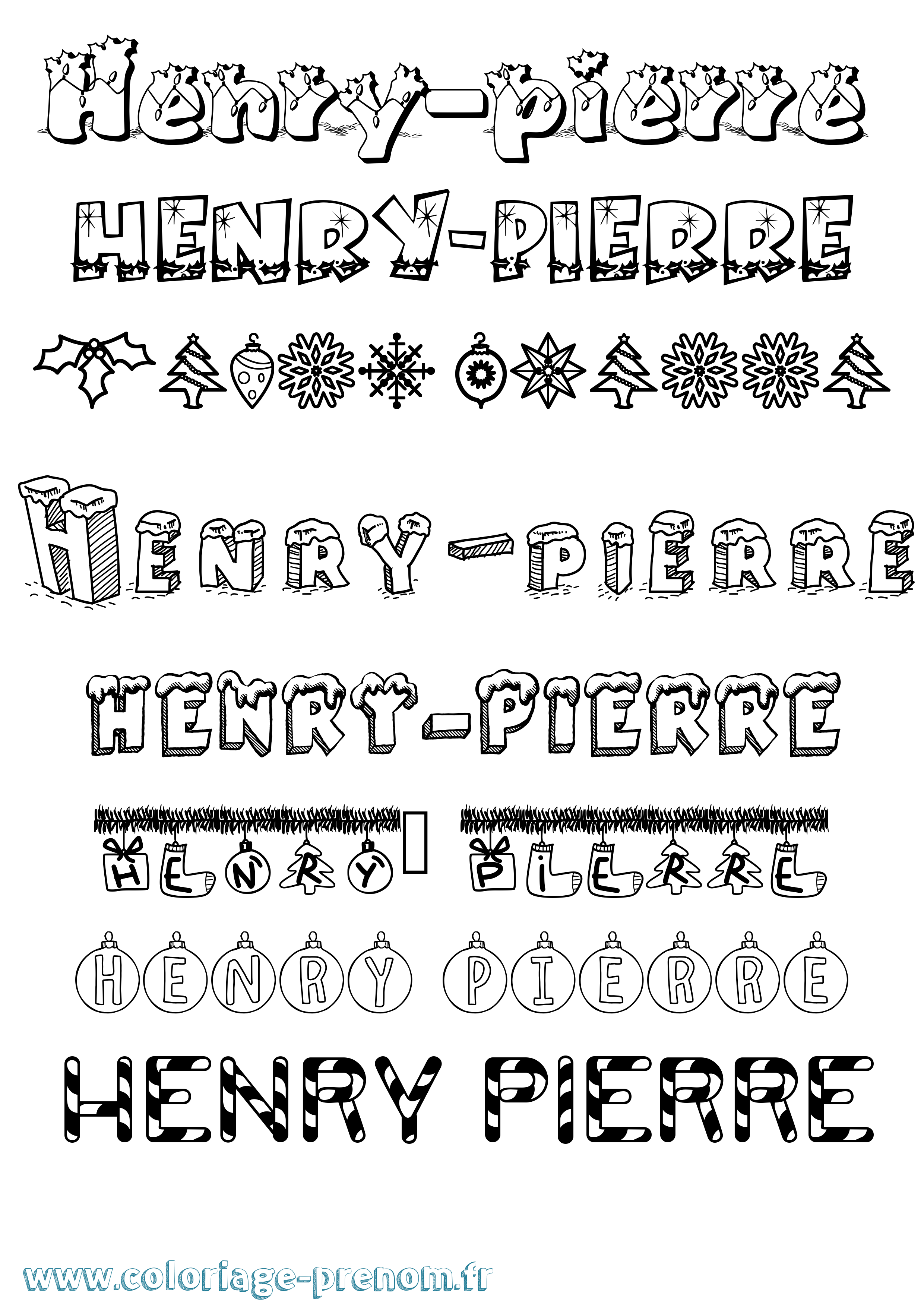 Coloriage prénom Henry-Pierre Noël