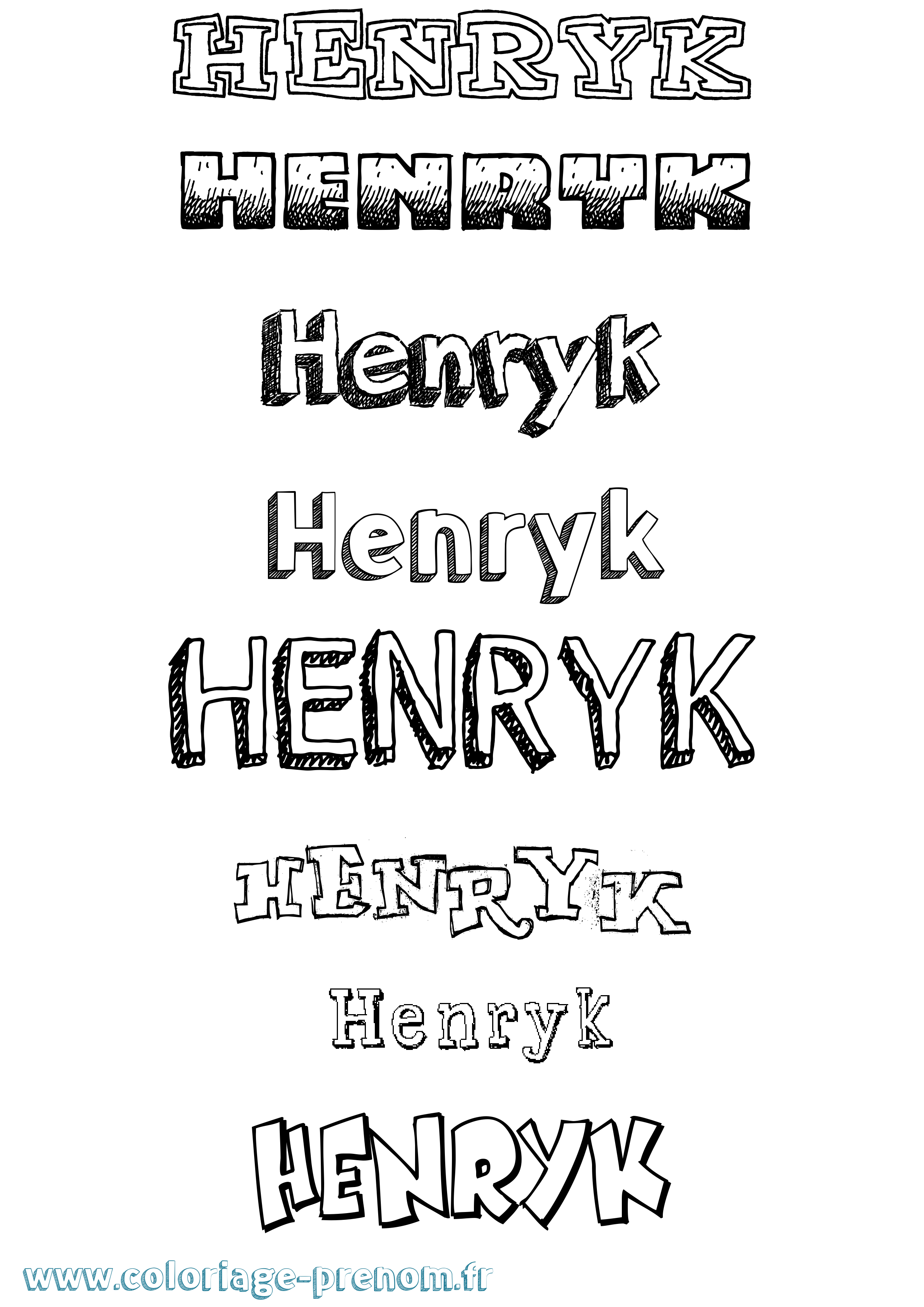 Coloriage prénom Henryk Dessiné