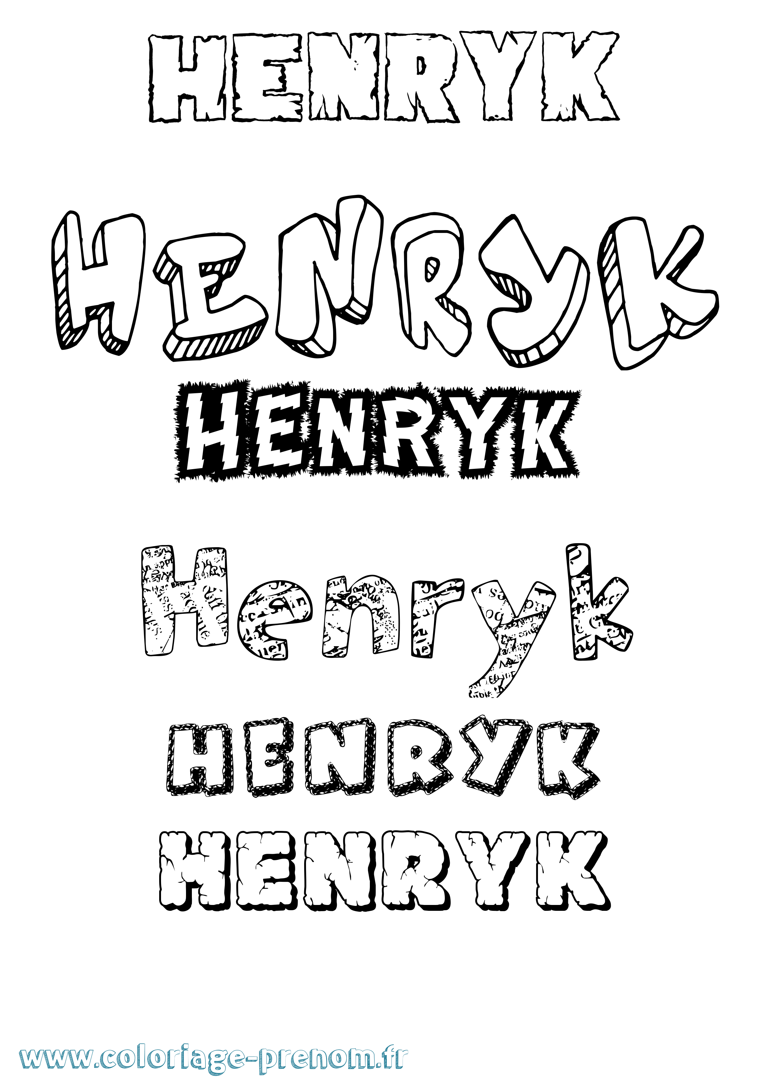 Coloriage prénom Henryk Destructuré