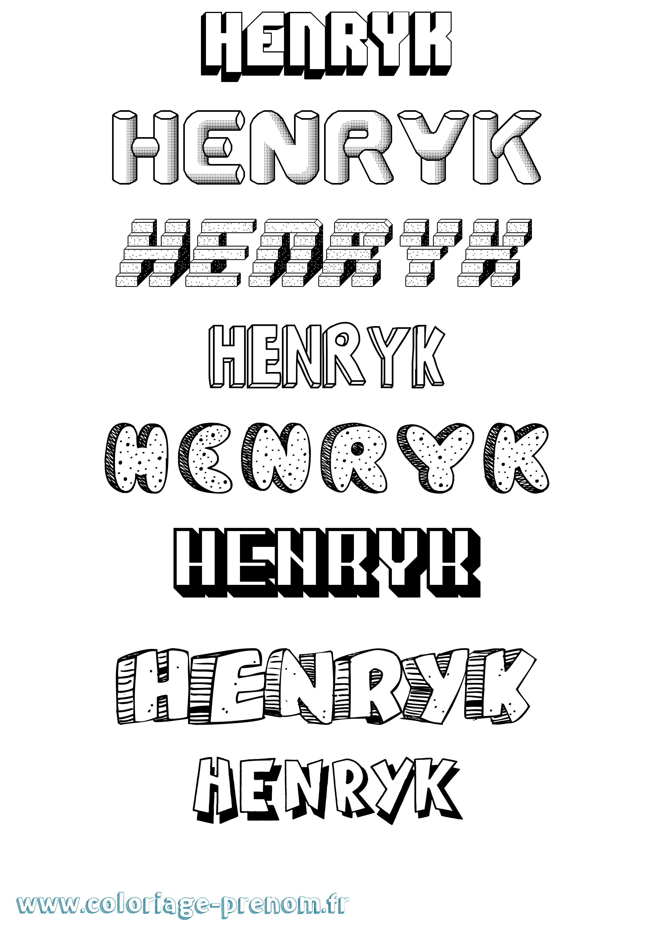 Coloriage prénom Henryk Effet 3D