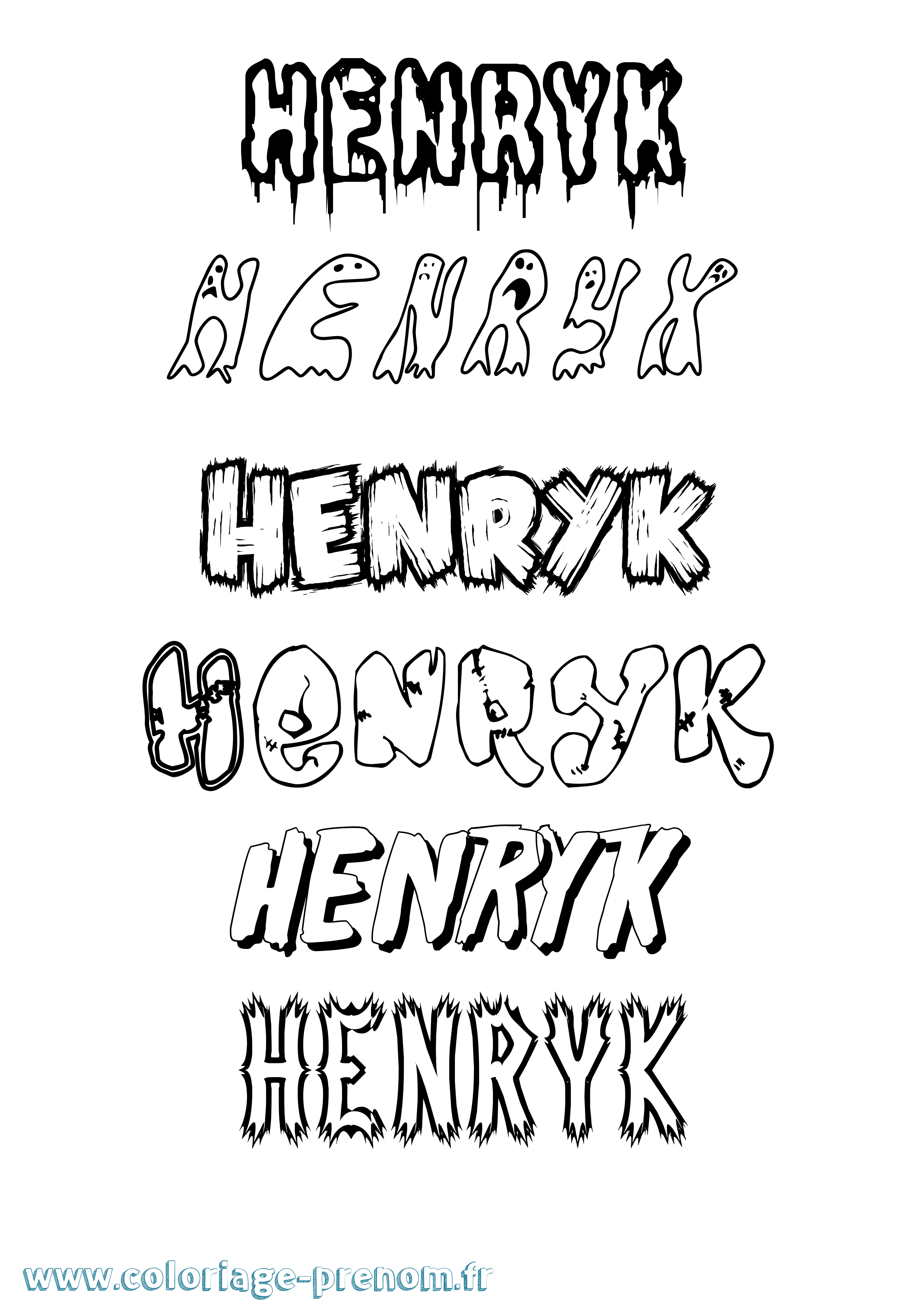 Coloriage prénom Henryk Frisson