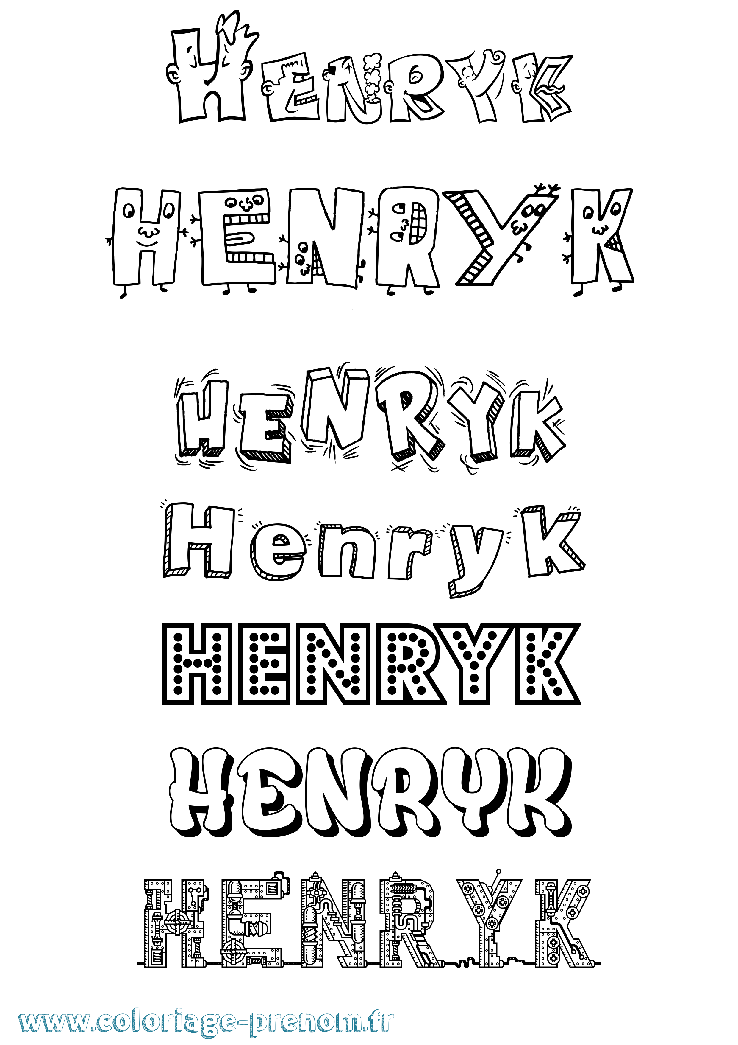 Coloriage prénom Henryk Fun