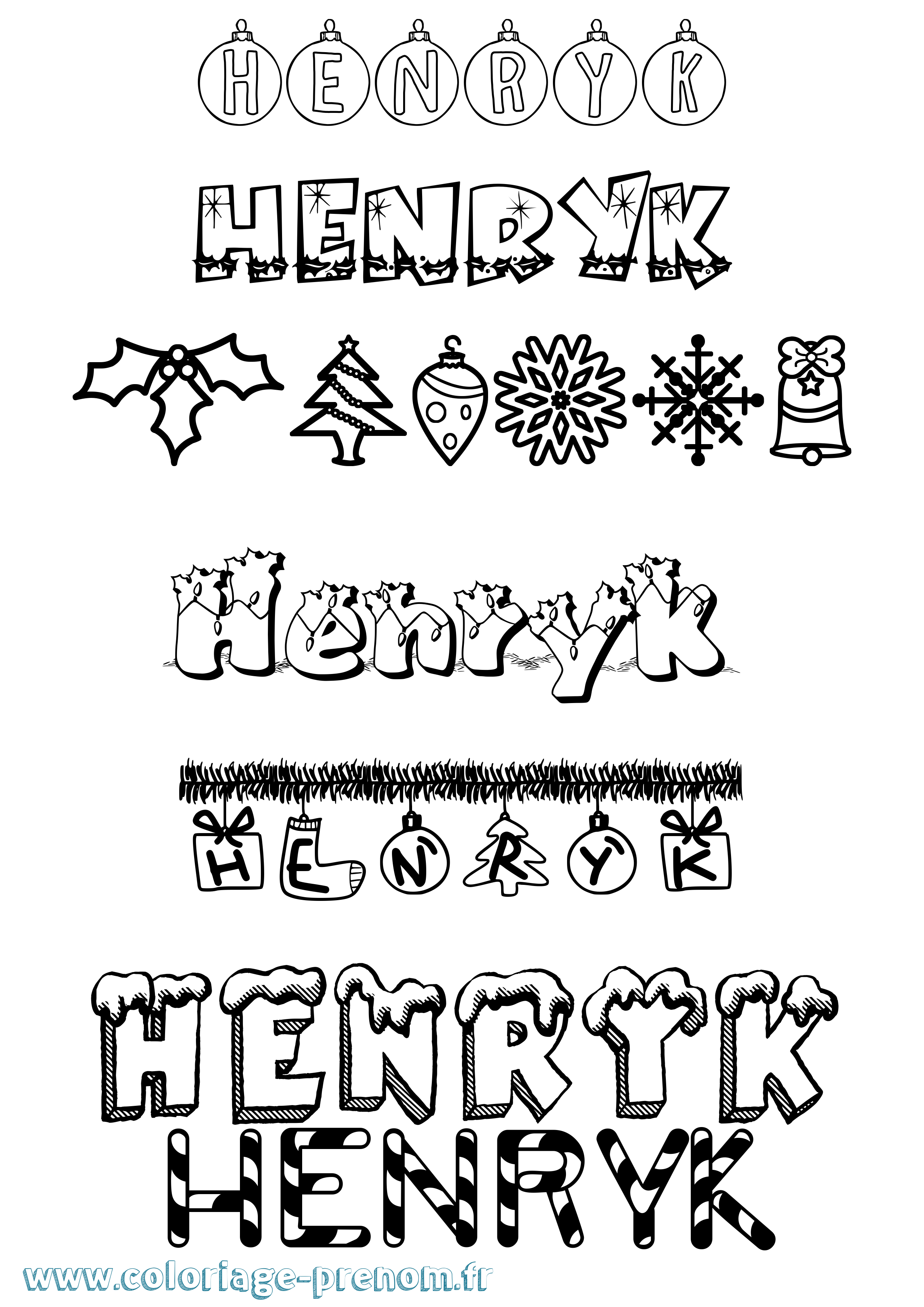 Coloriage prénom Henryk Noël