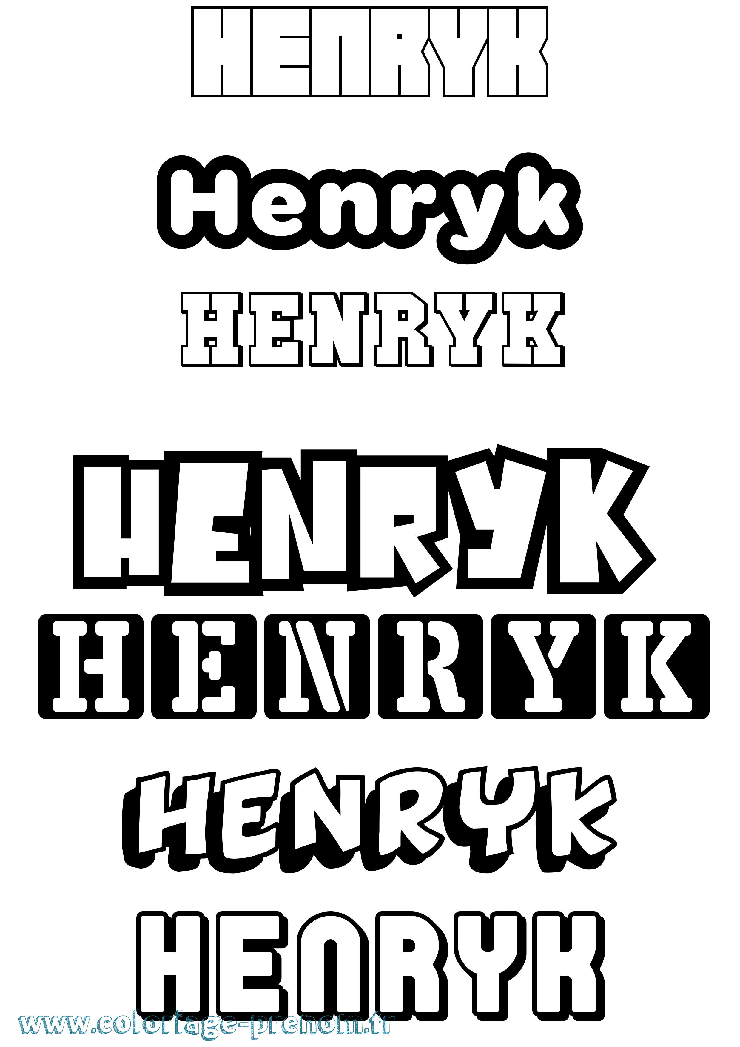 Coloriage prénom Henryk Simple