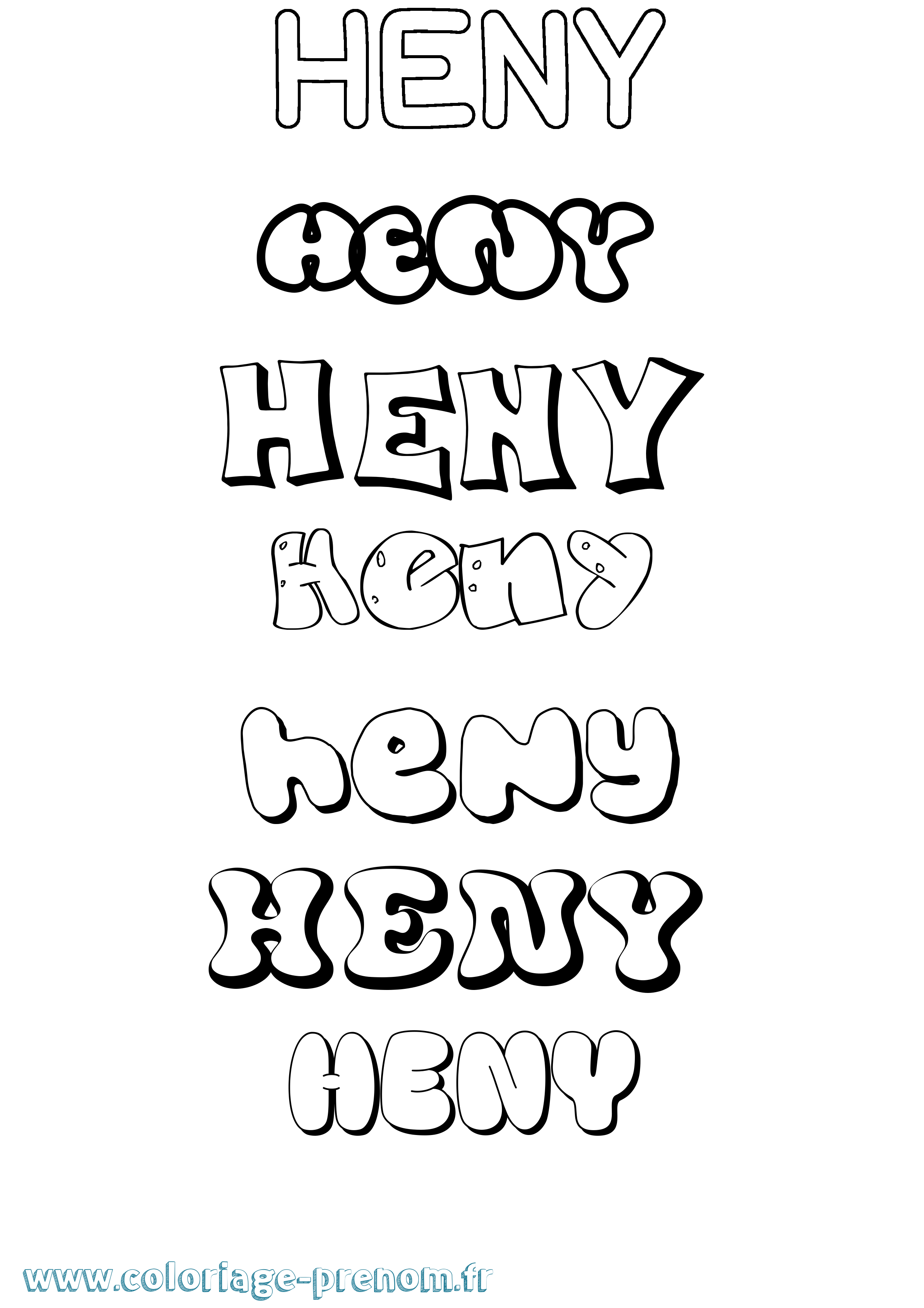 Coloriage Heny Bubble Coloriage prénom Heny Bubble