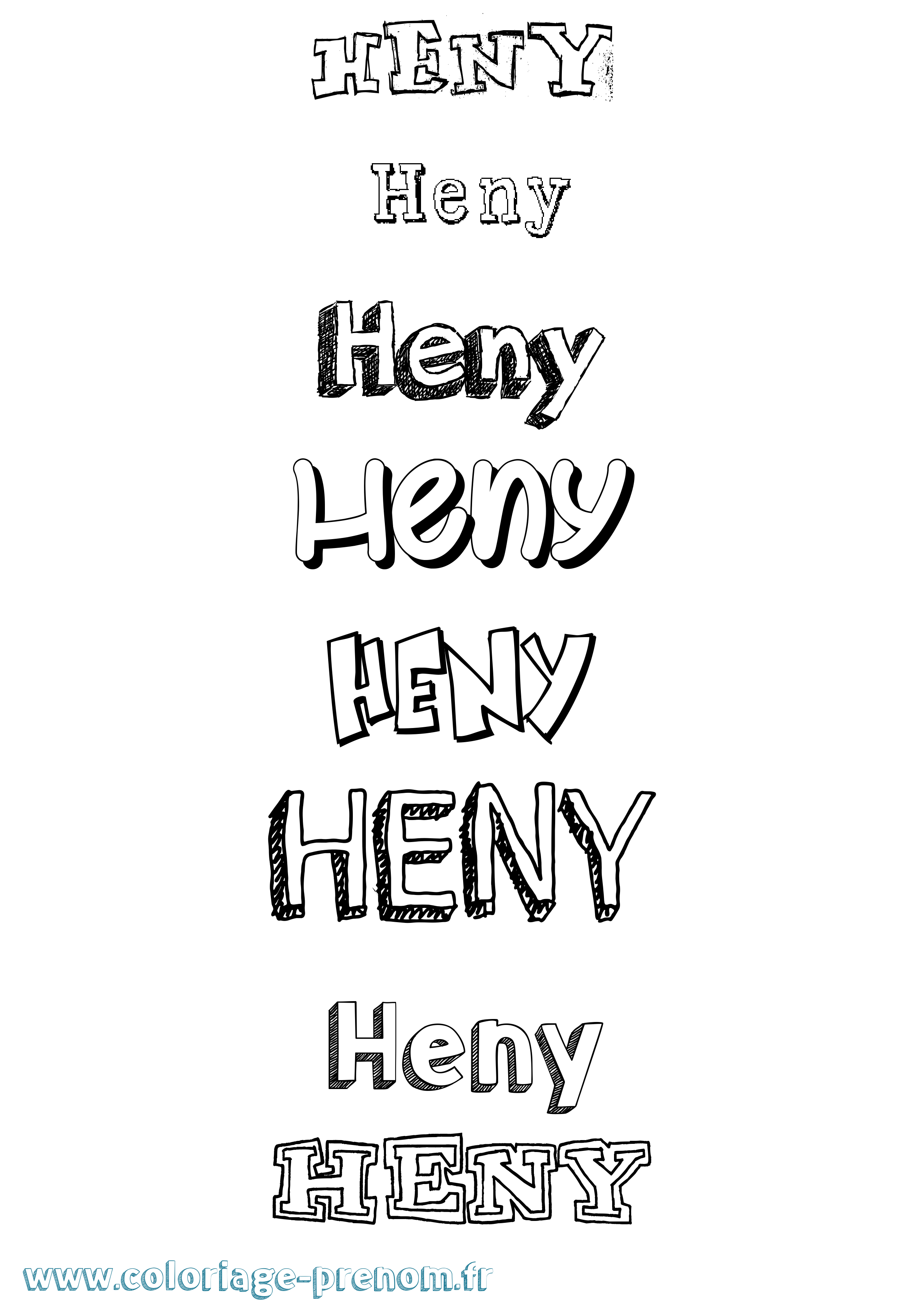 Coloriage Heny Dessiné Coloriage prénom Heny Dessiné