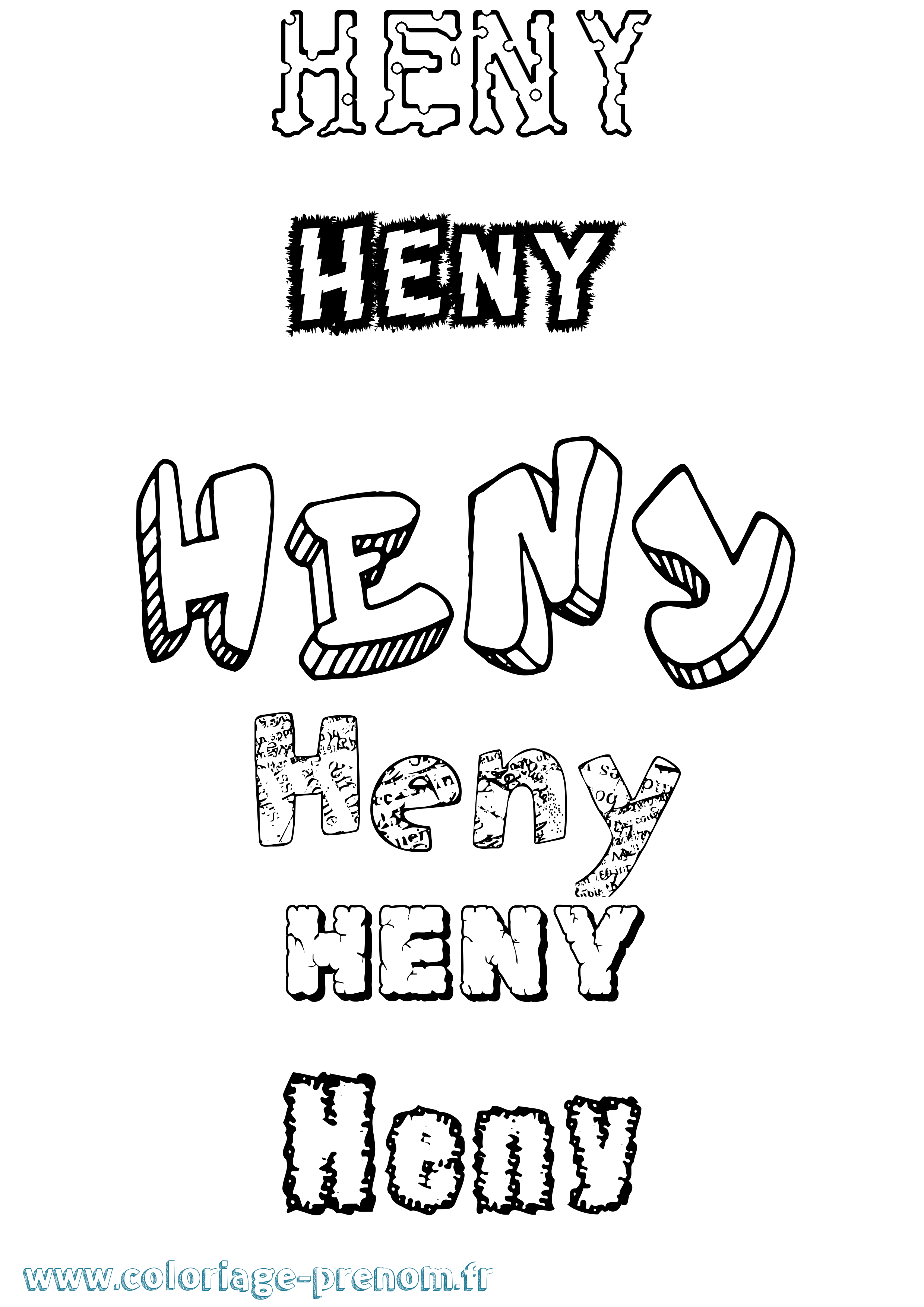 Coloriage Heny Destructuré Coloriage prénom Heny Destructuré