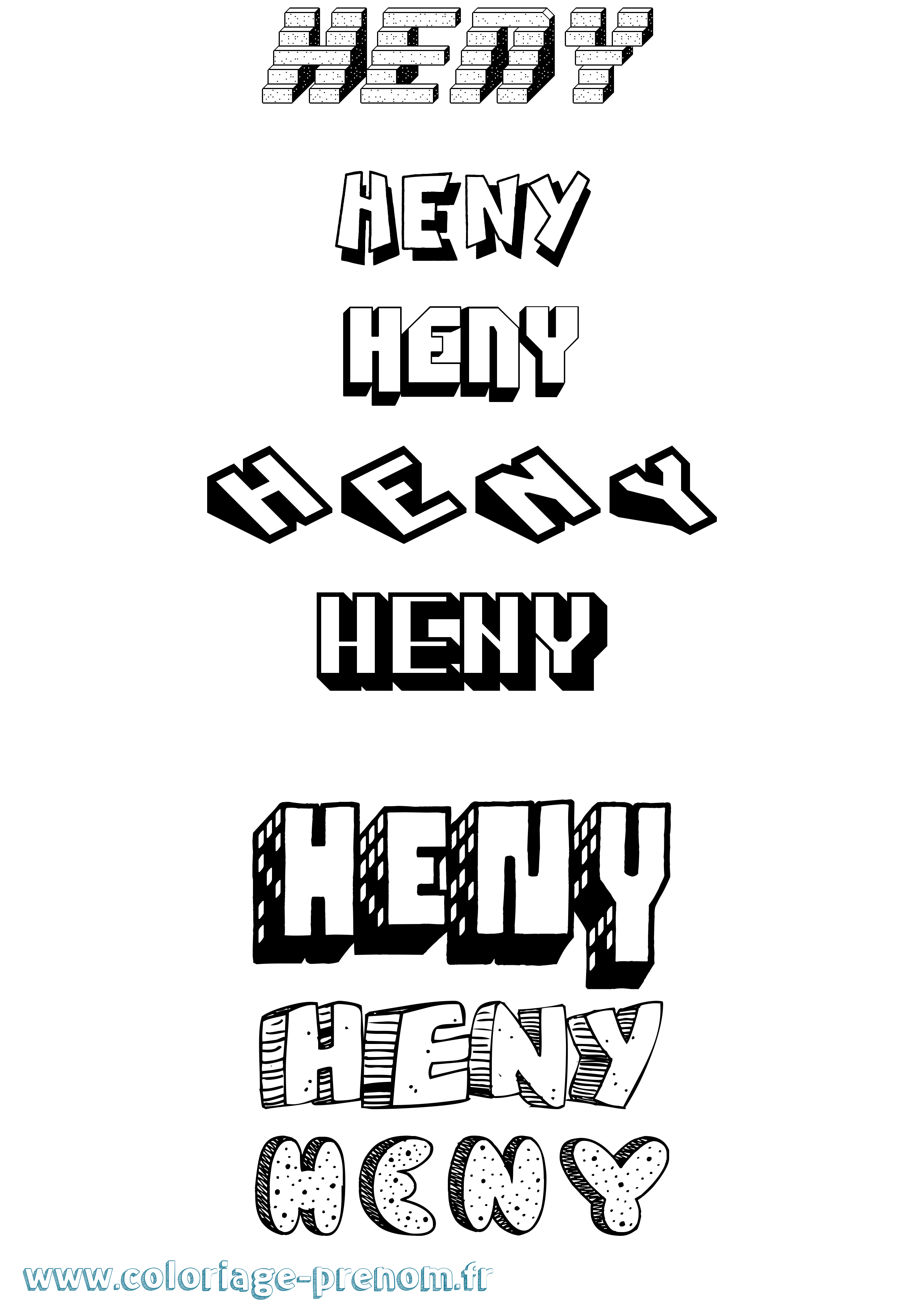 Coloriage Heny Effet 3D Coloriage prénom Heny Effet 3D