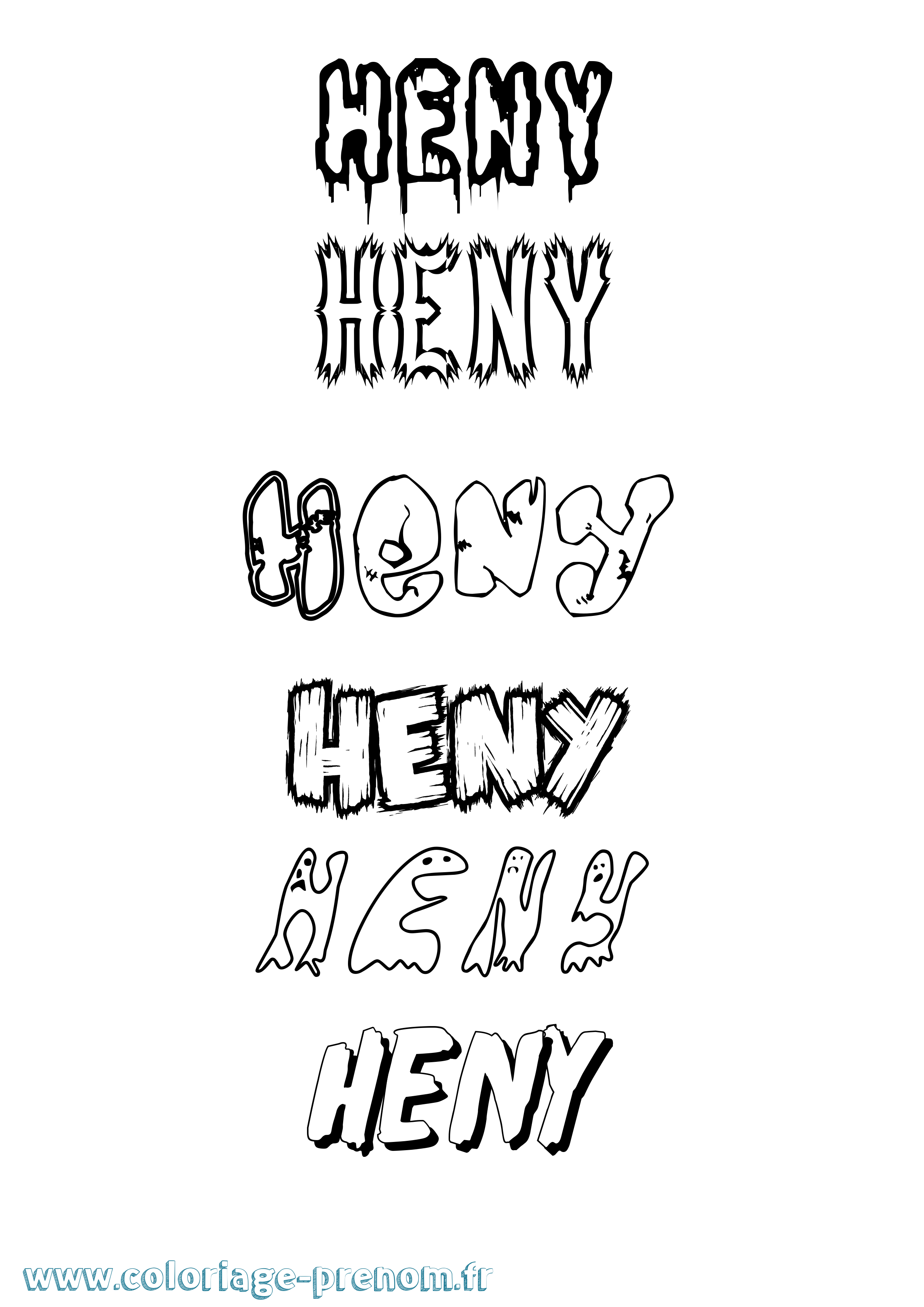 Coloriage Heny Frisson Coloriage prénom Heny Frisson