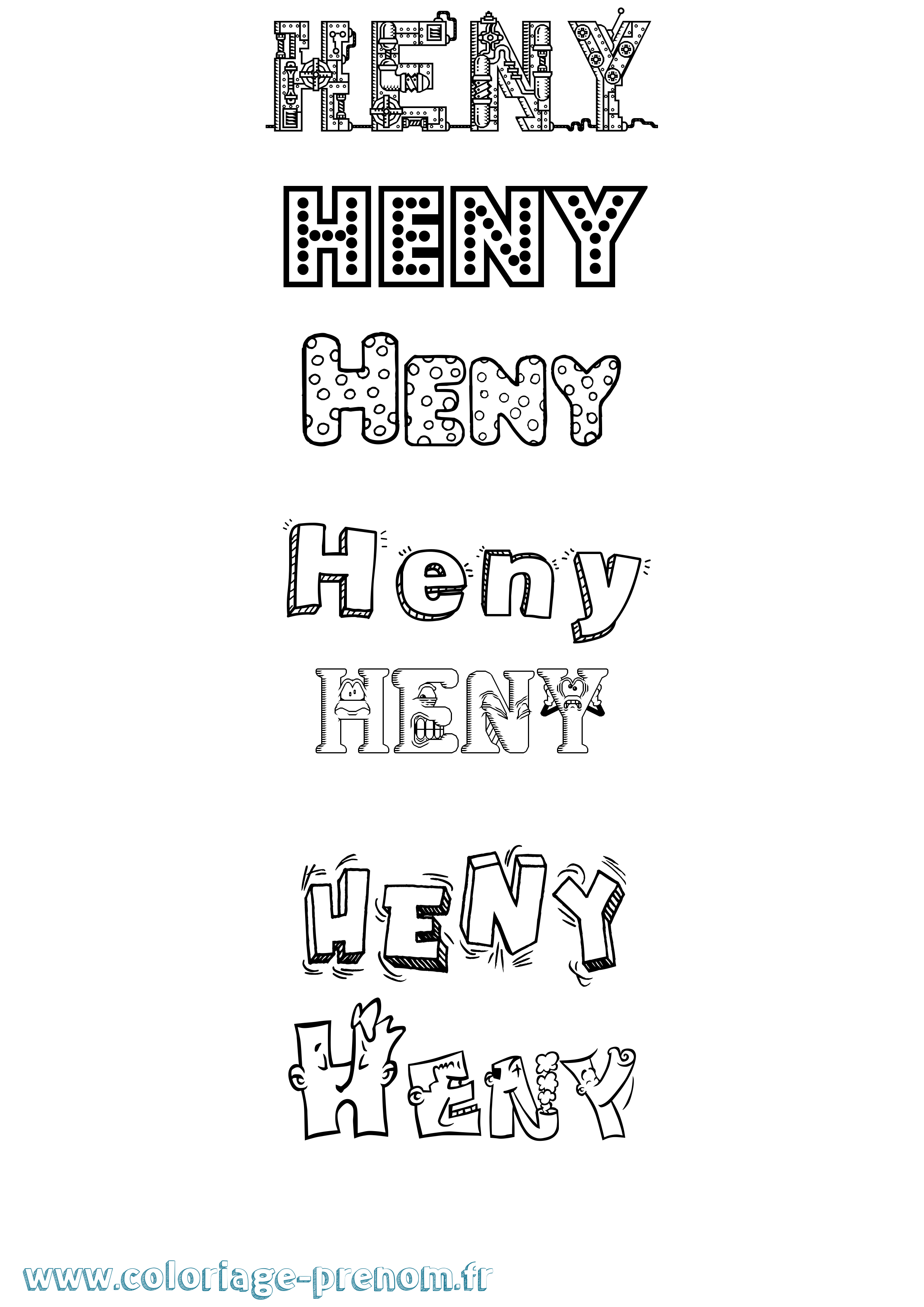 Coloriage Heny Fun Coloriage prénom Heny Fun