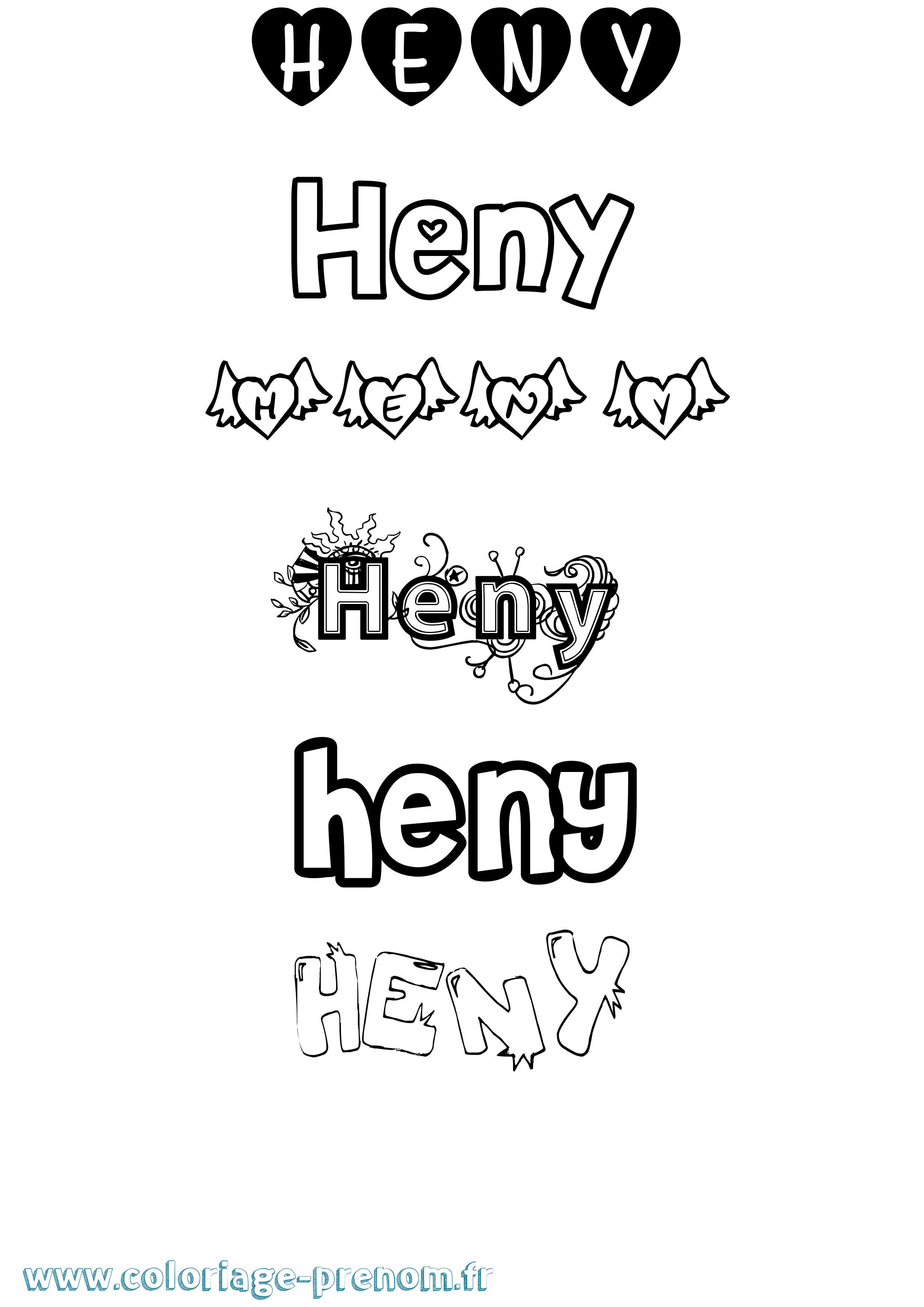 Coloriage Heny Girly Coloriage prénom Heny Girly