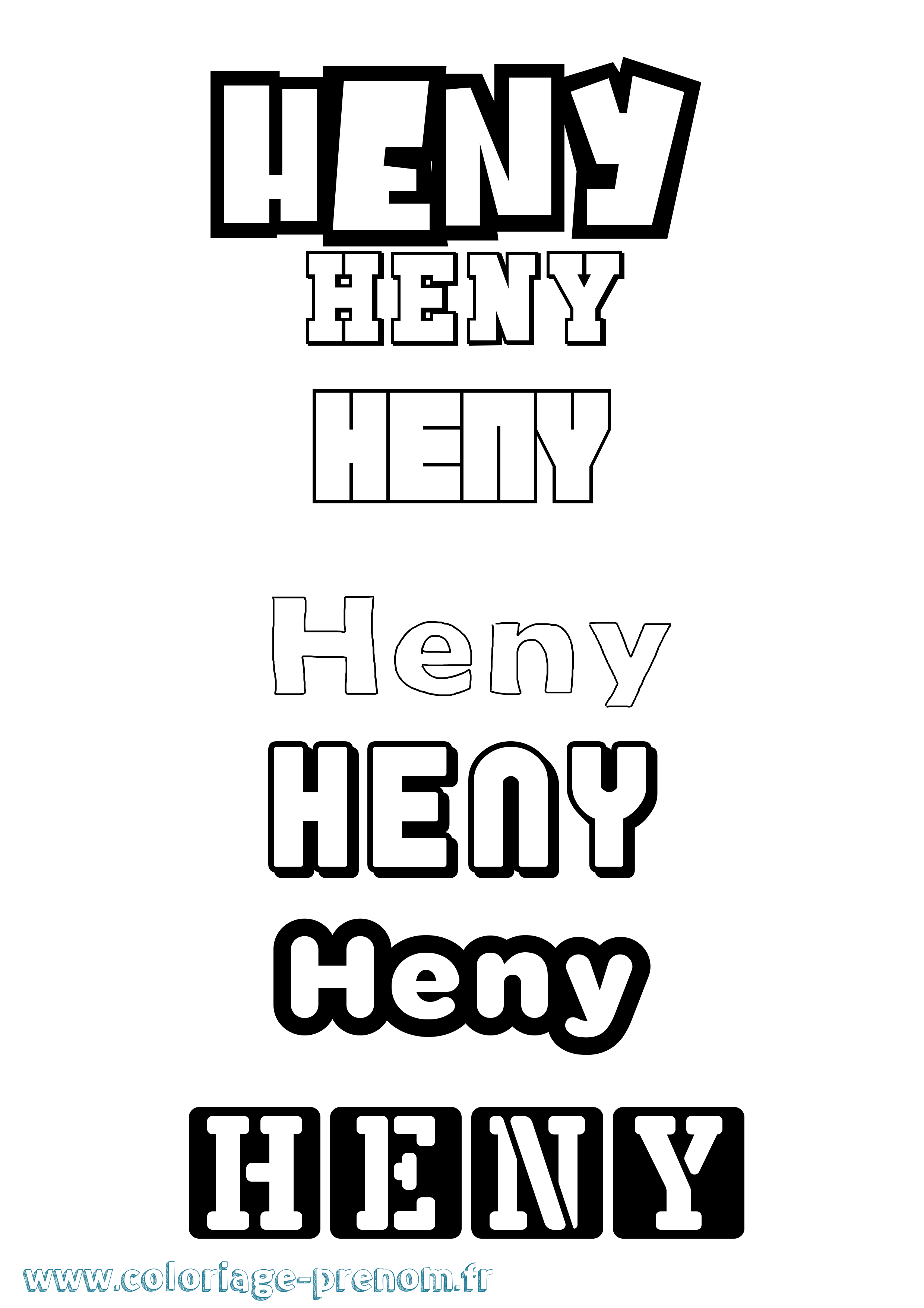 Coloriage Heny Simple Coloriage prénom Heny Simple
