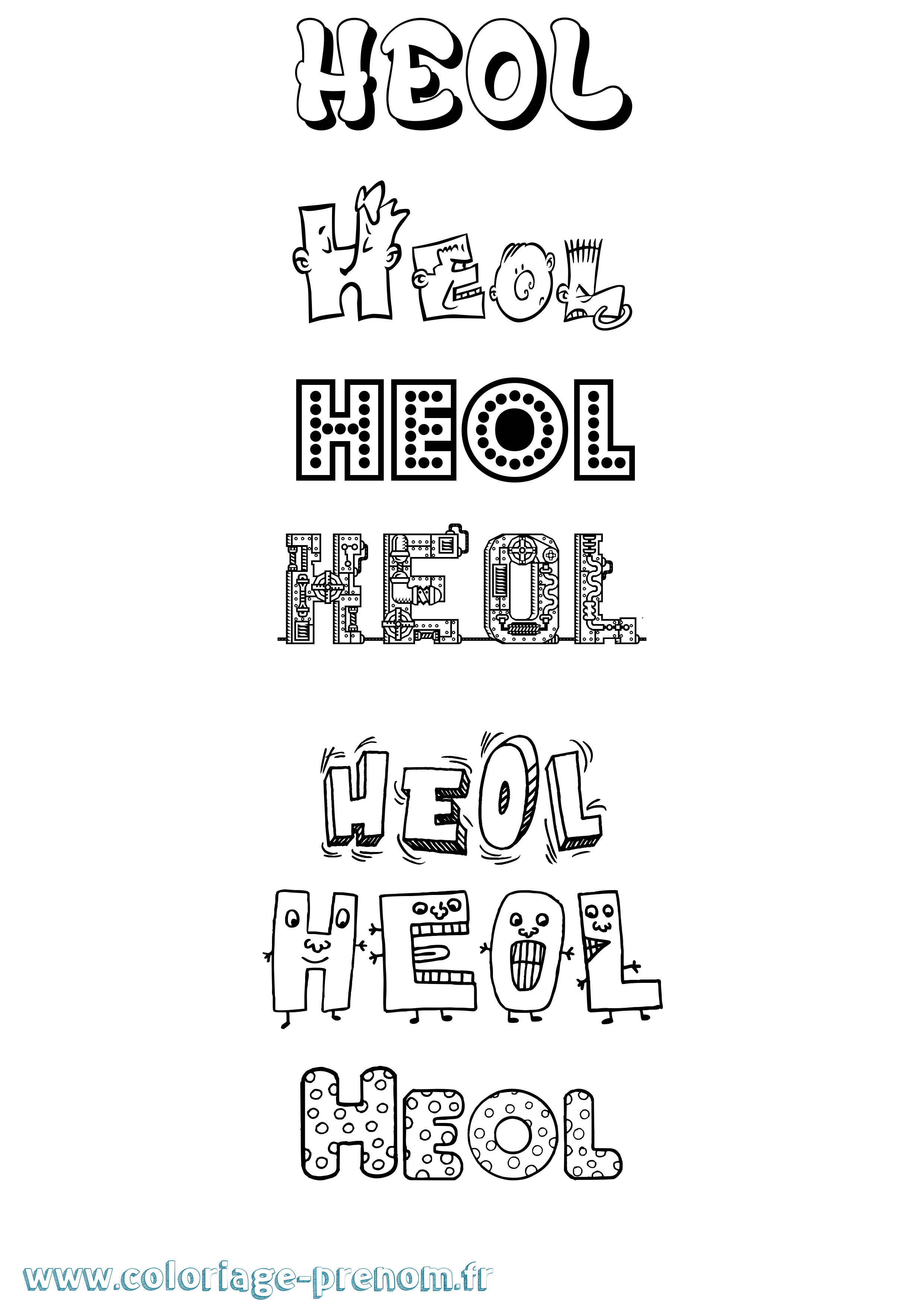 Coloriage prénom Heol Fun