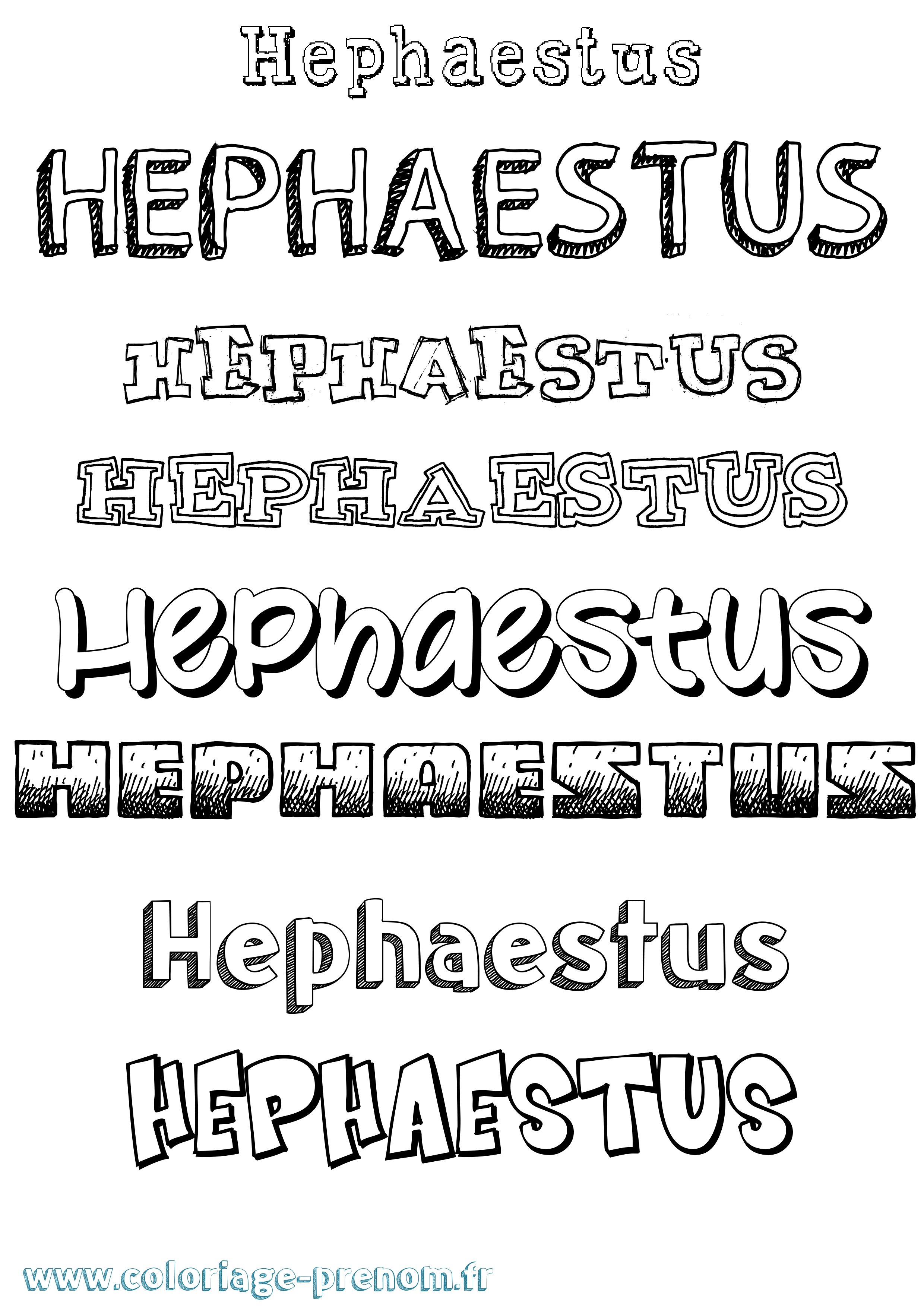 Coloriage prénom Hephaestus Dessiné