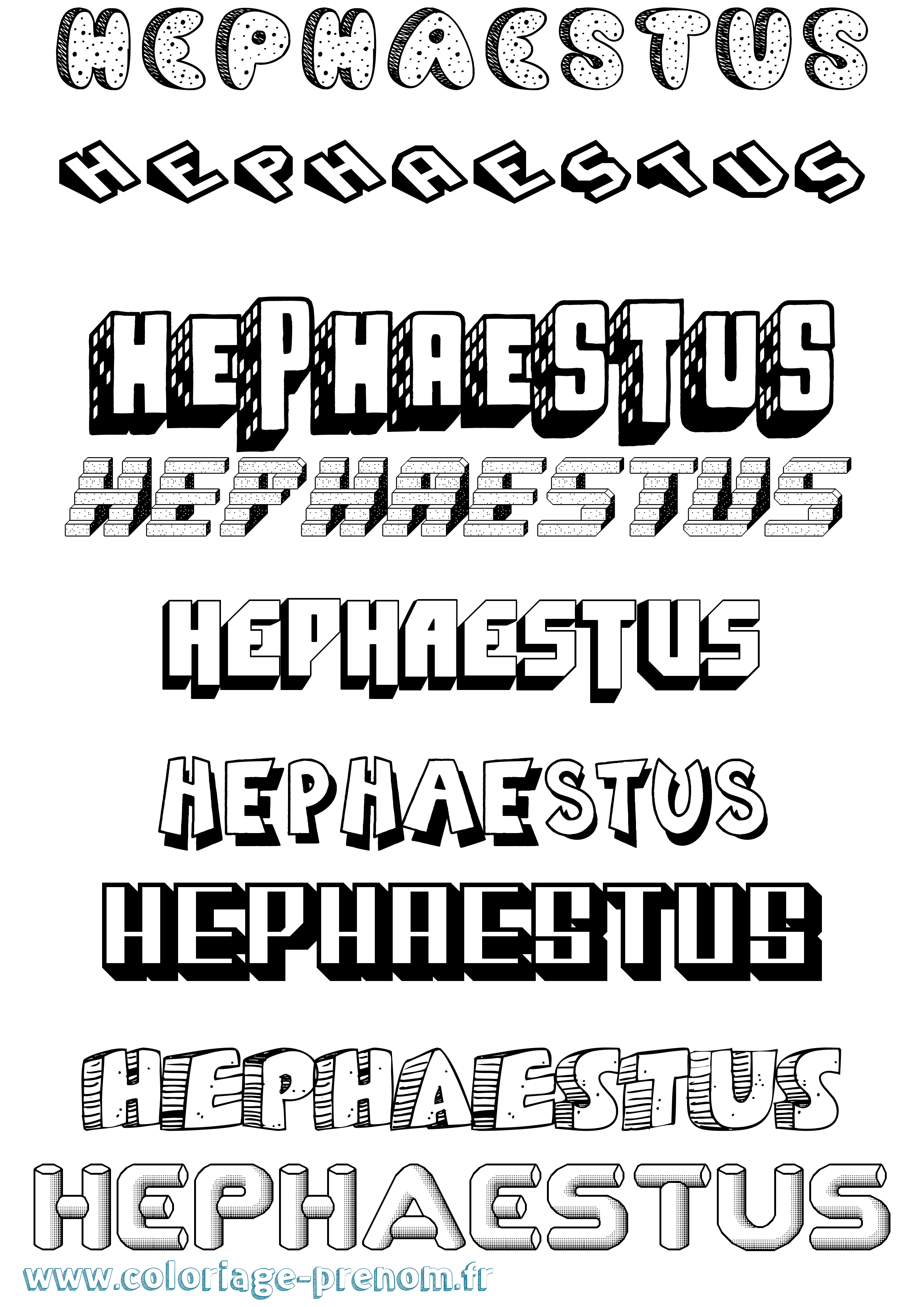 Coloriage prénom Hephaestus Effet 3D