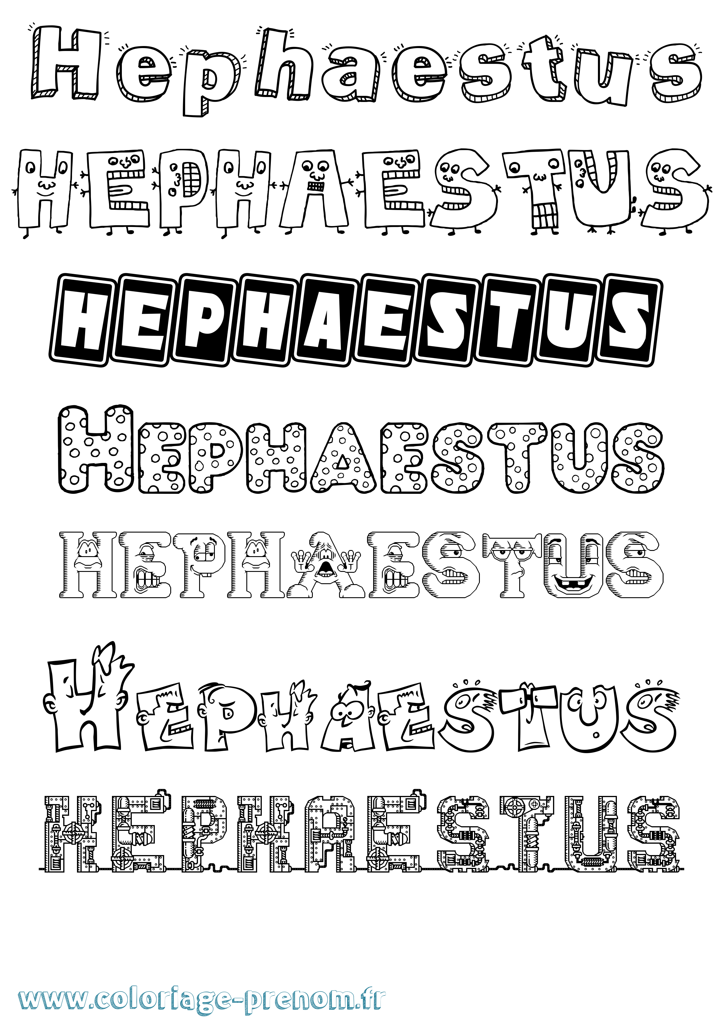 Coloriage prénom Hephaestus Fun