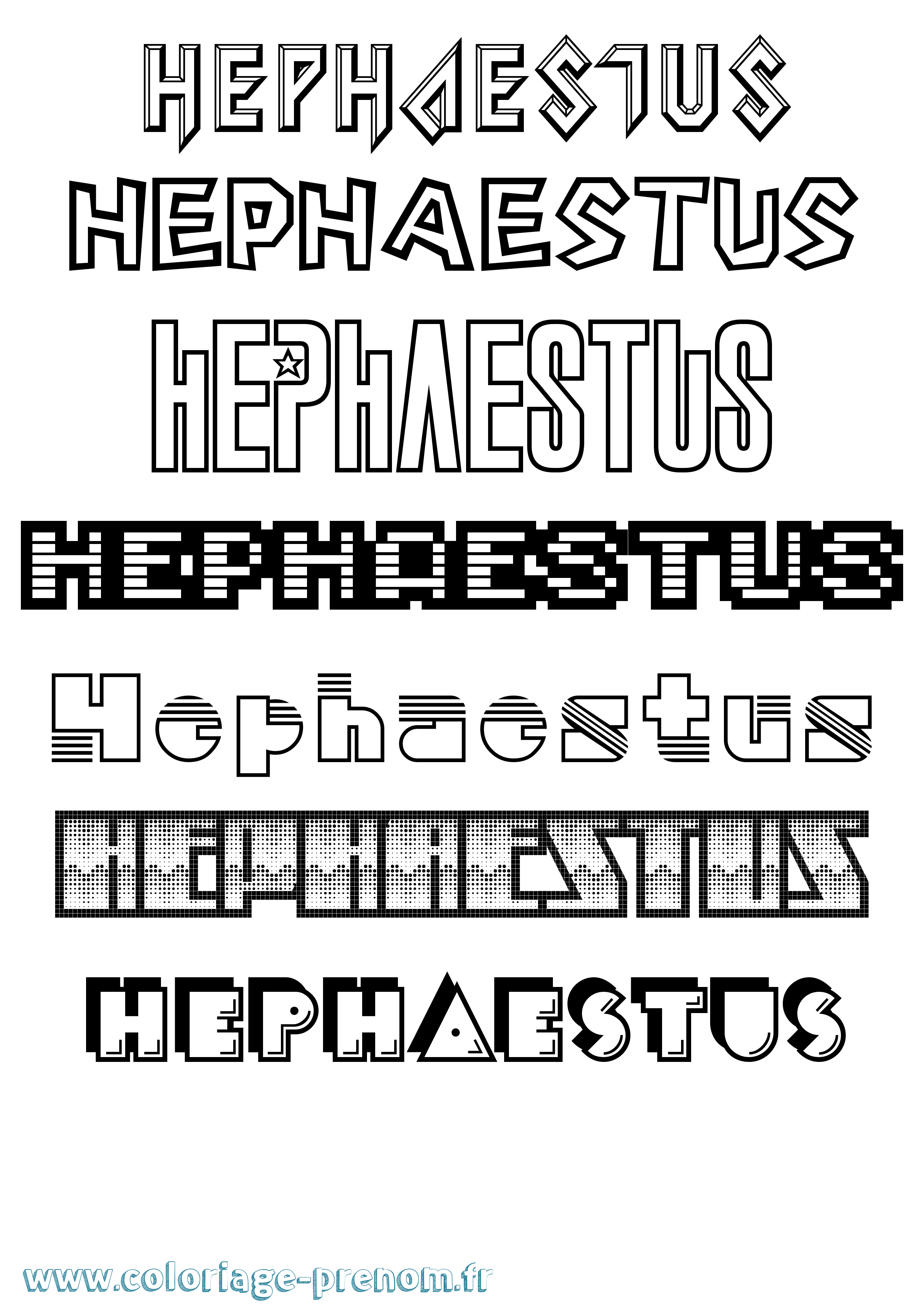 Coloriage prénom Hephaestus Jeux Vidéos