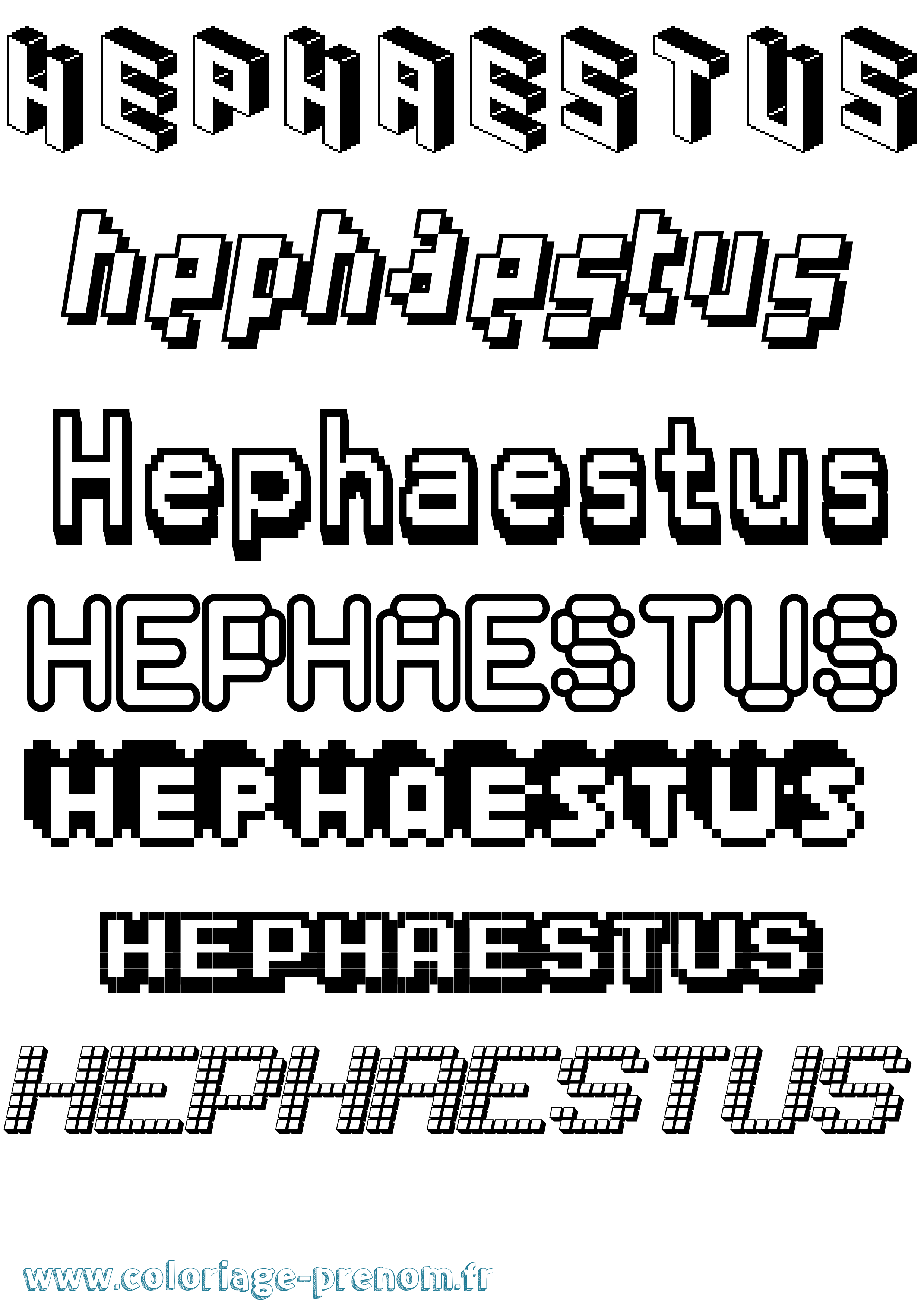 Coloriage prénom Hephaestus Pixel