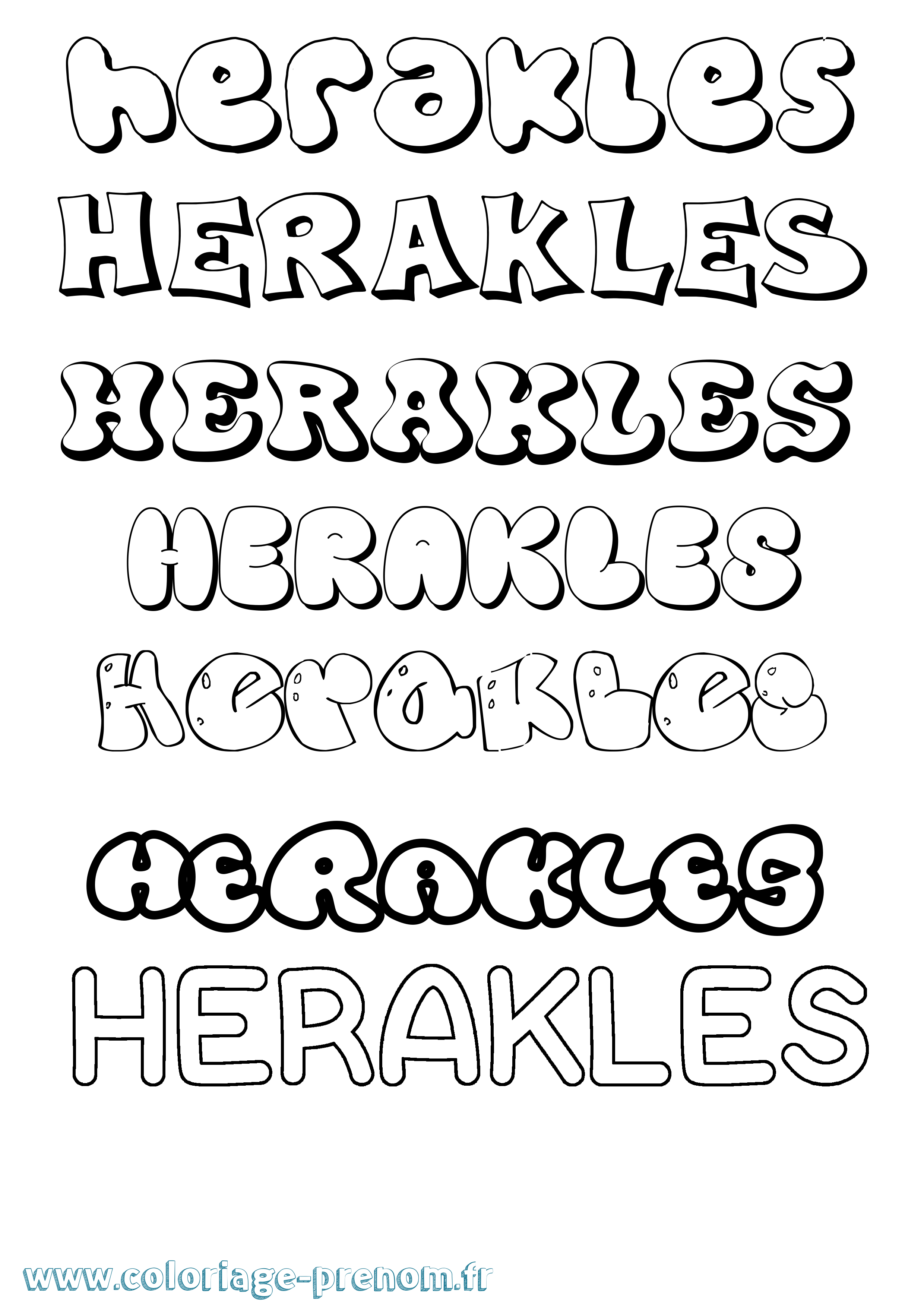 Coloriage prénom Herakles Bubble