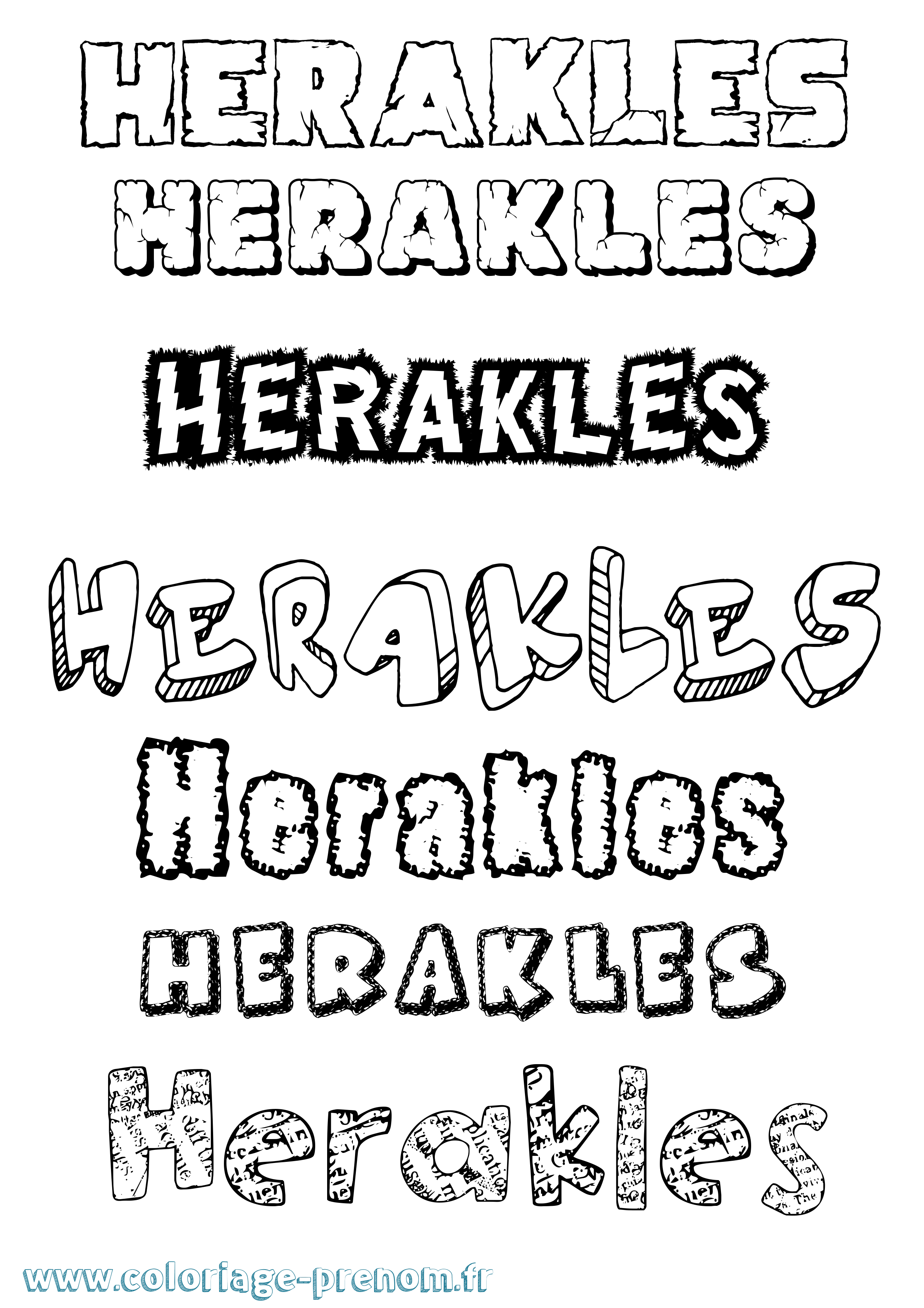 Coloriage prénom Herakles Destructuré