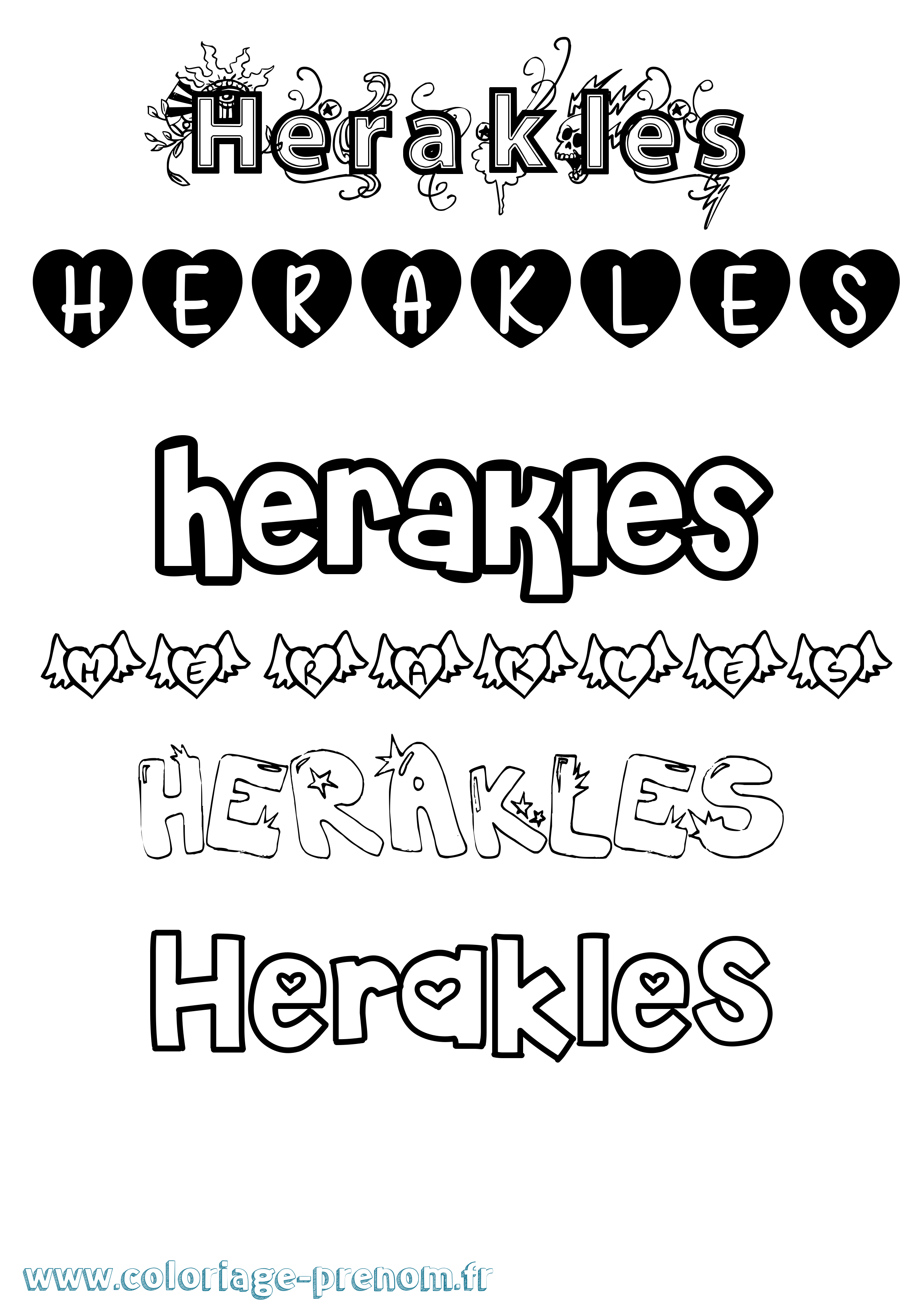 Coloriage prénom Herakles Girly