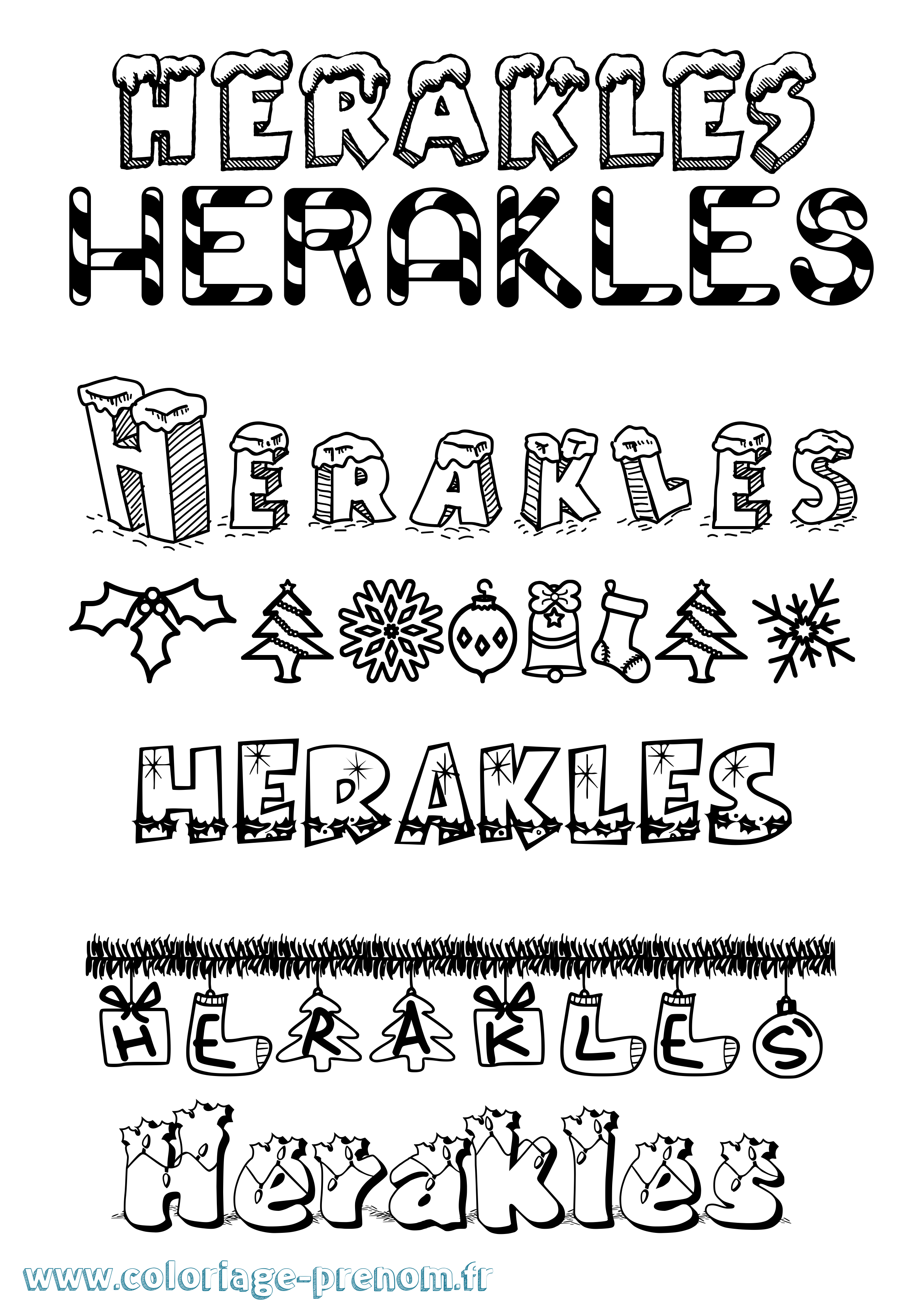 Coloriage prénom Herakles Noël