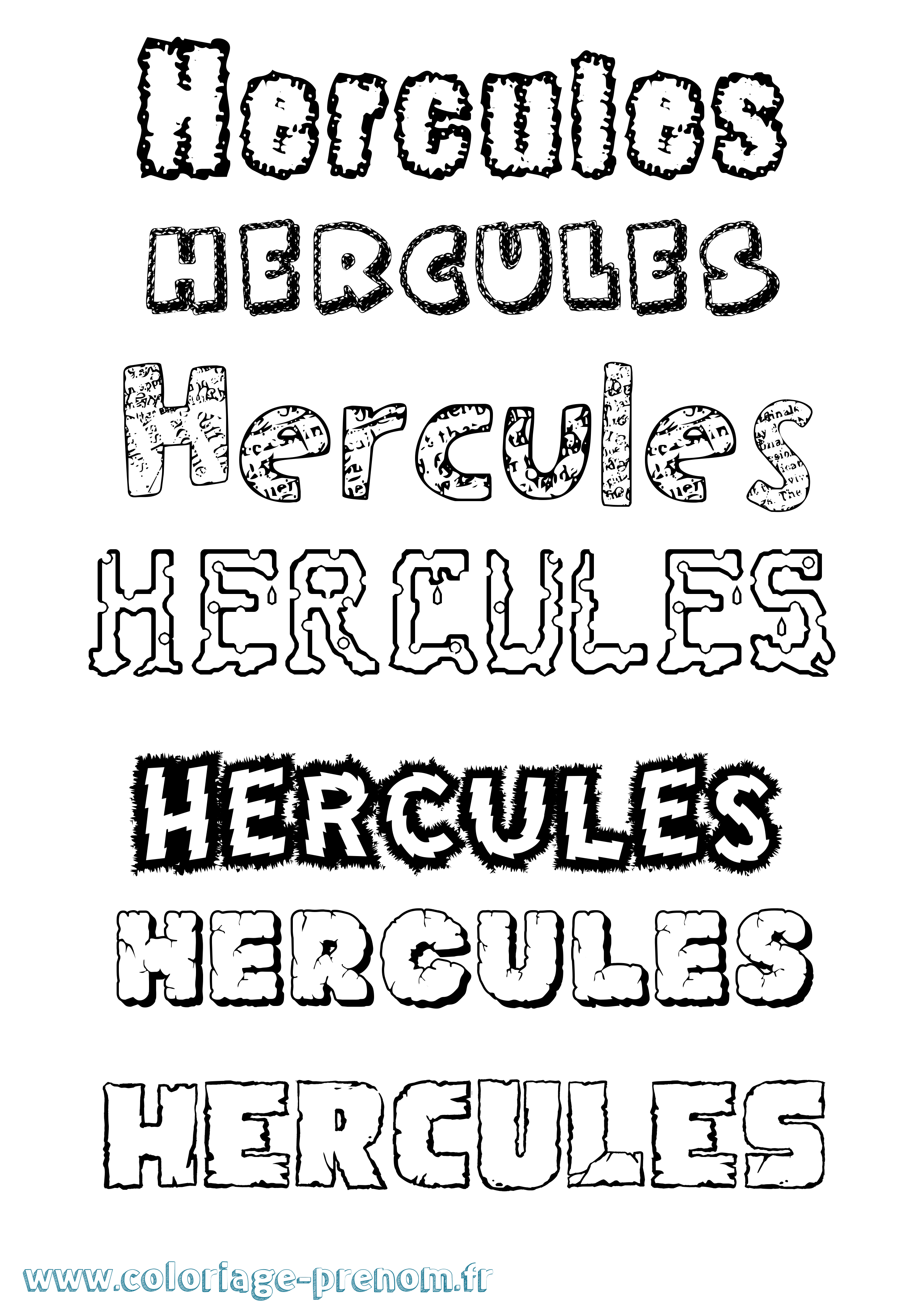 Coloriage prénom Hercules Destructuré