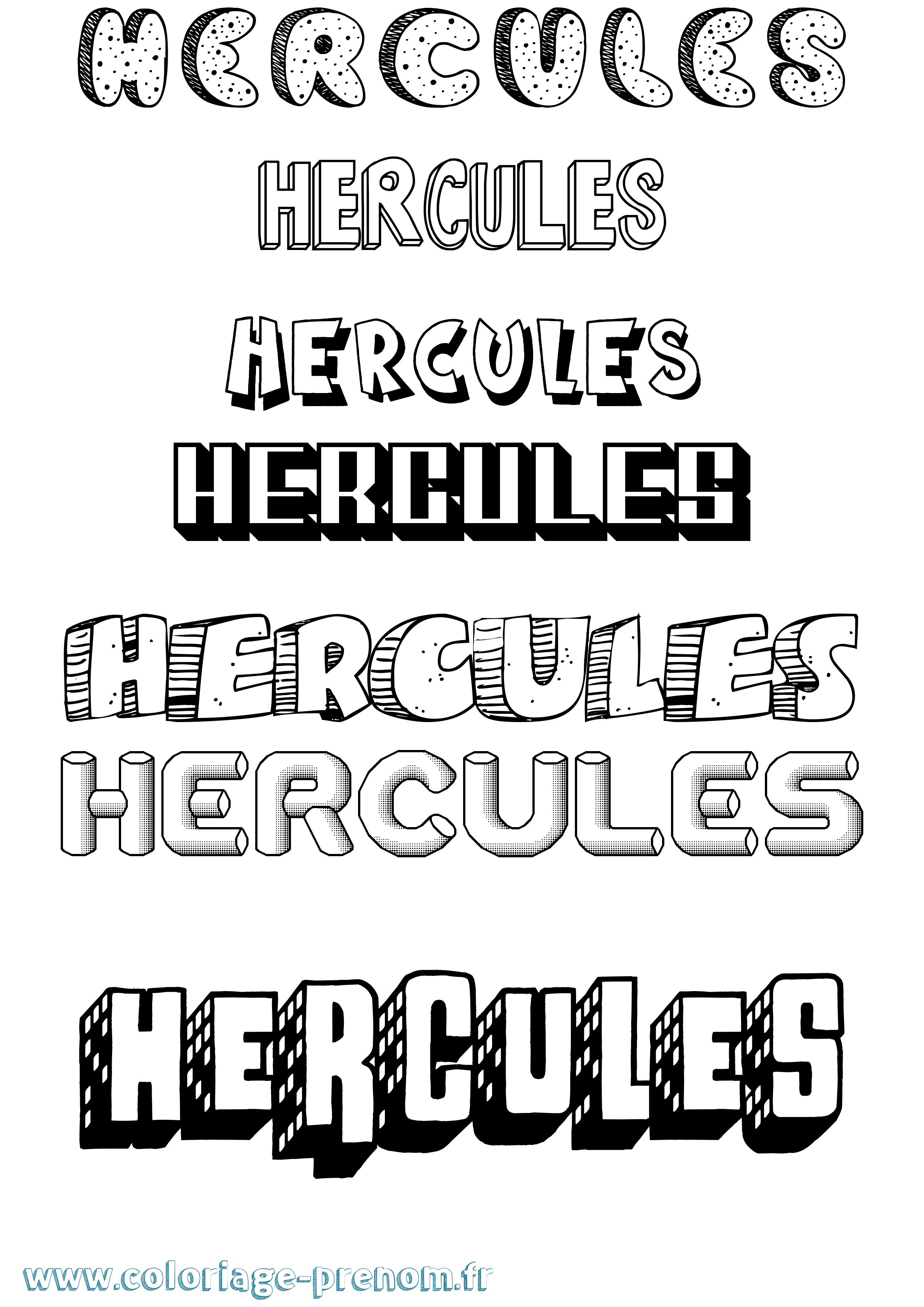 Coloriage prénom Hercules Effet 3D