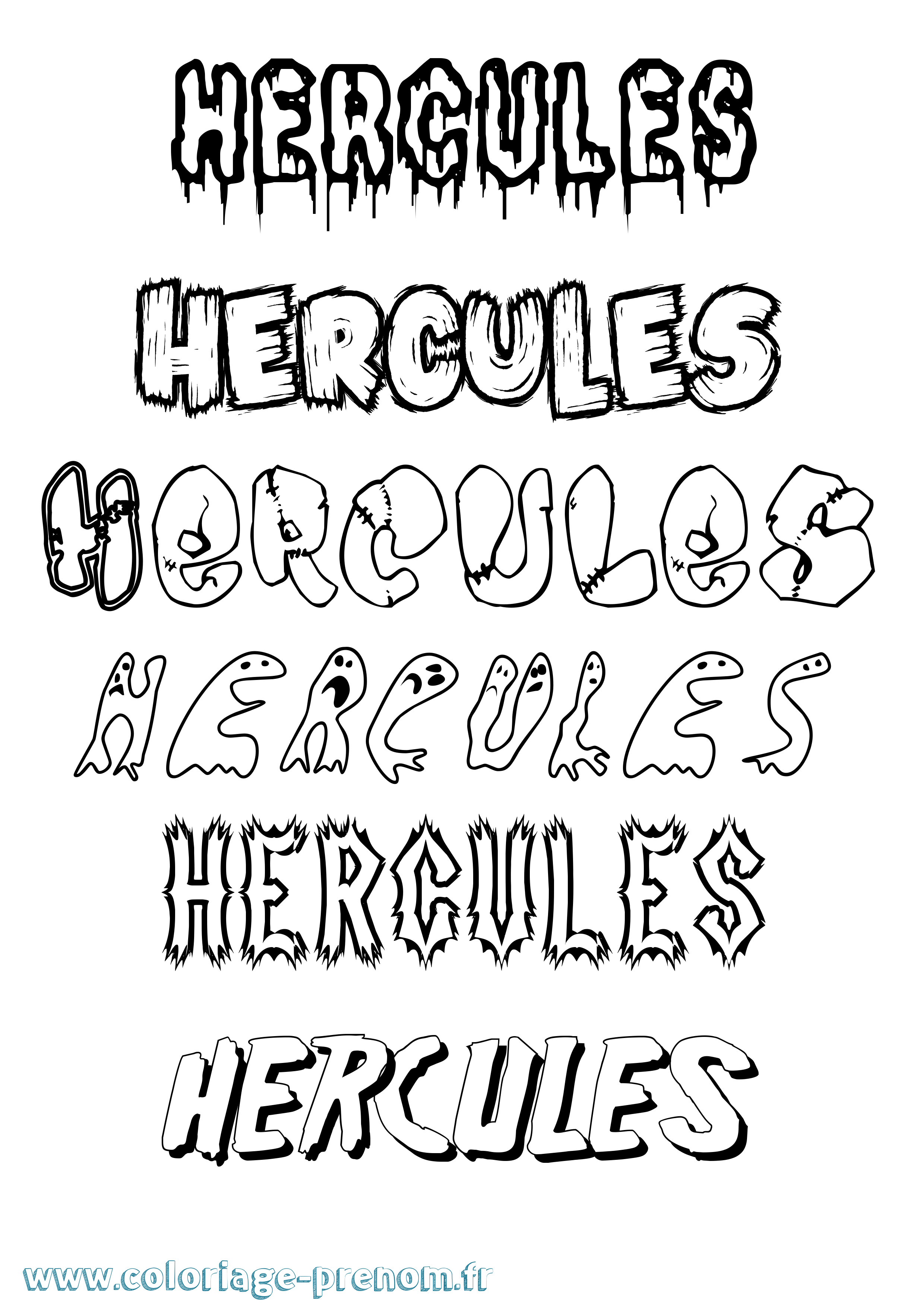 Coloriage prénom Hercules Frisson