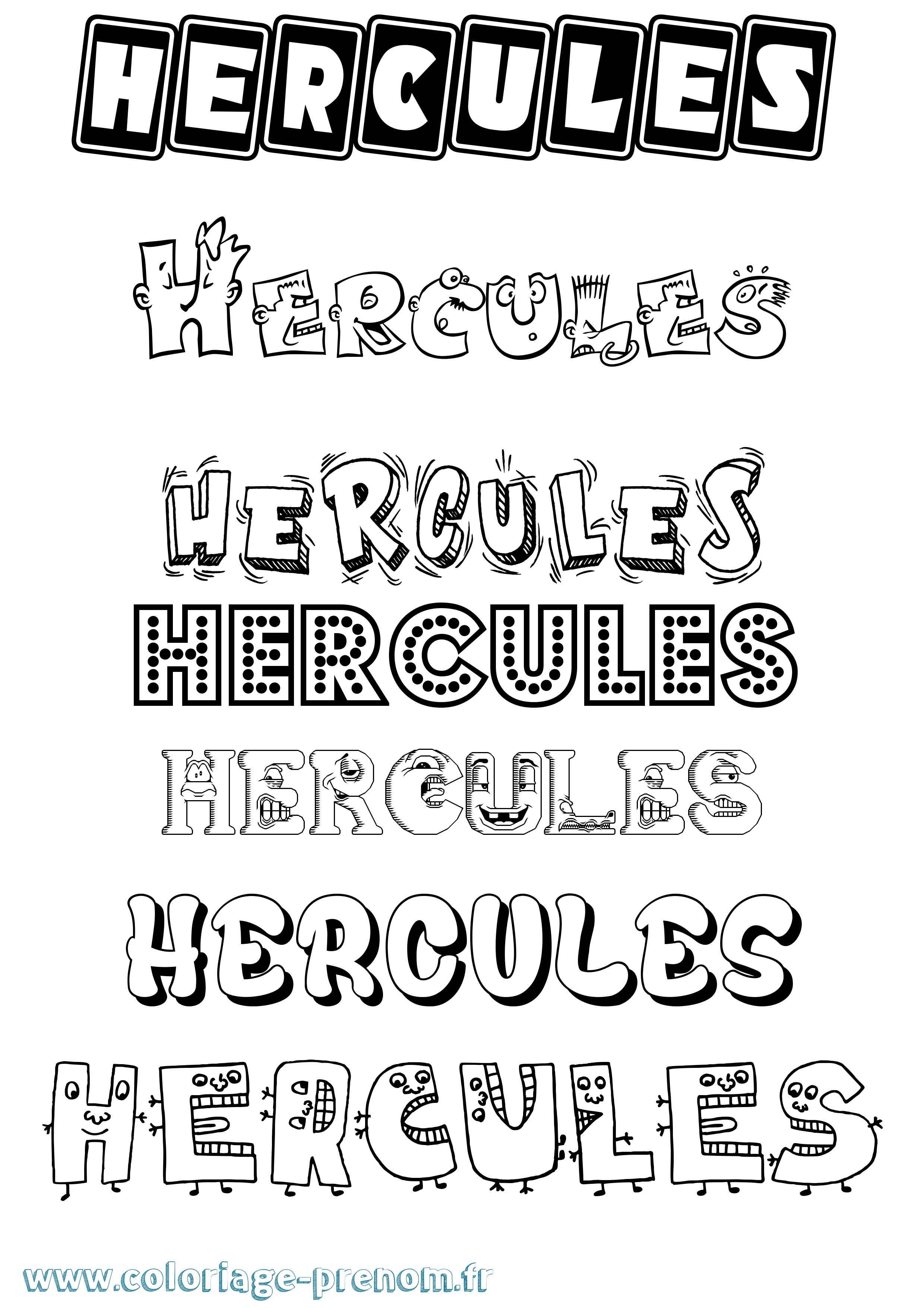 Coloriage prénom Hercules Fun