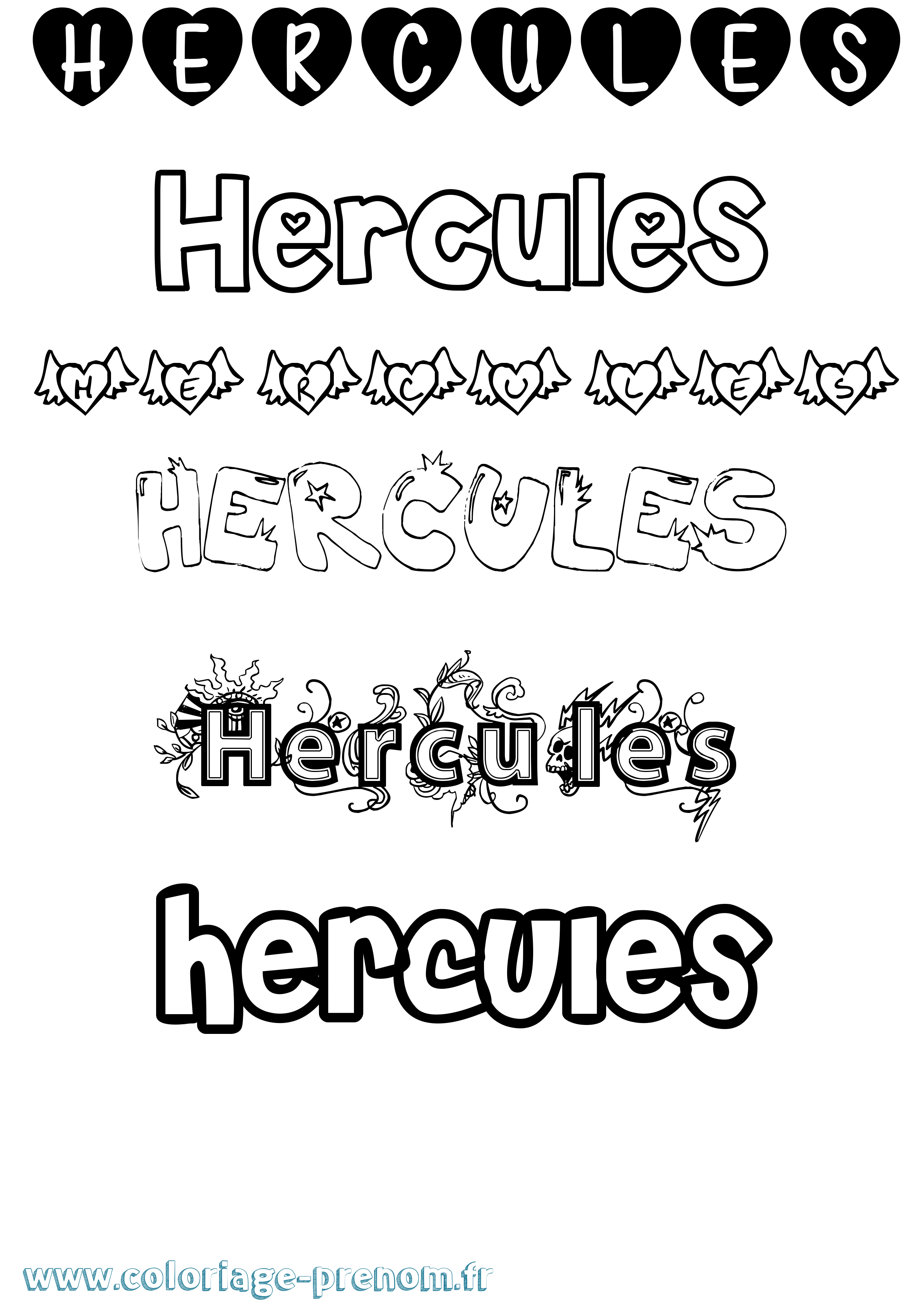 Coloriage prénom Hercules Girly