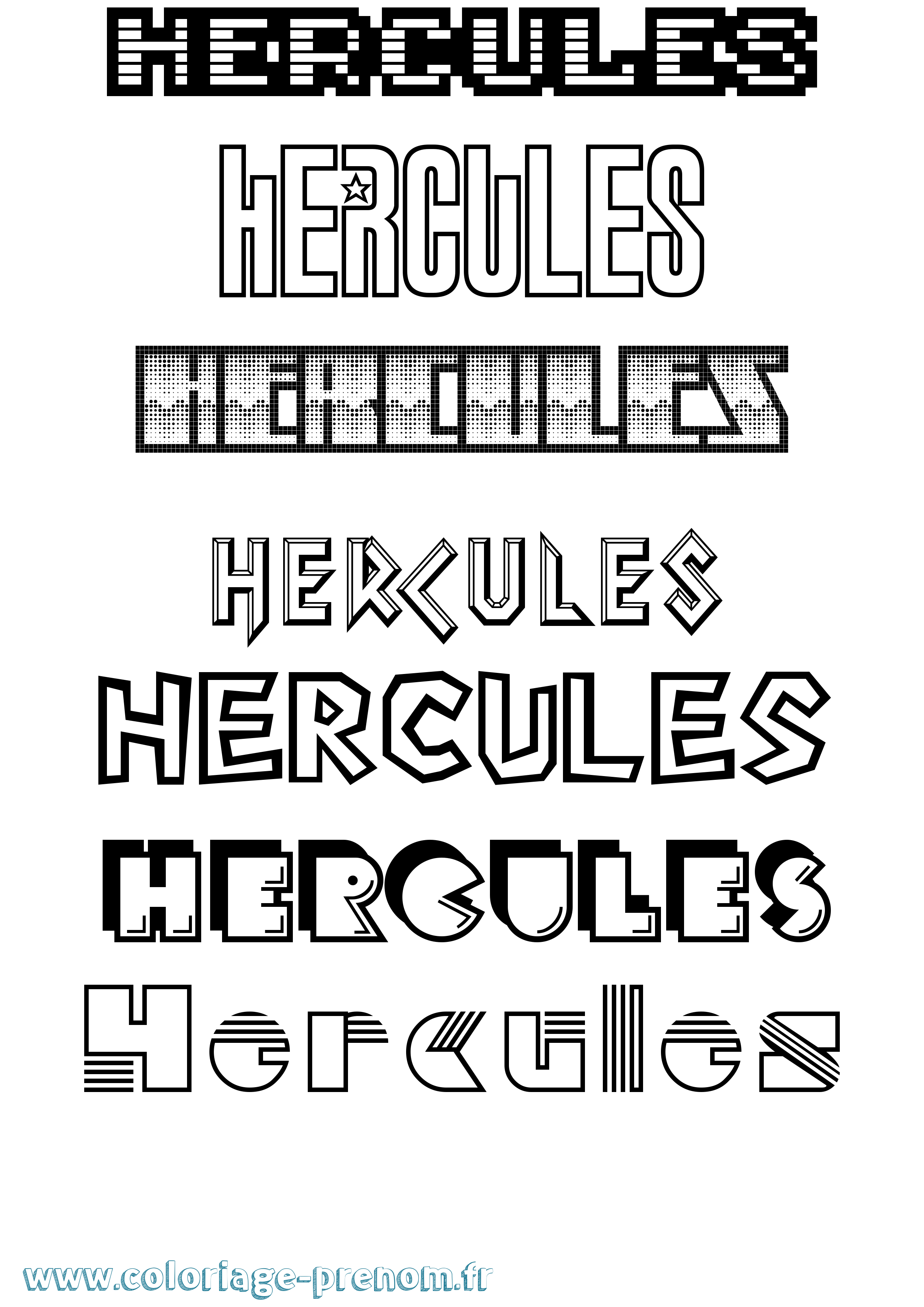 Coloriage Hercules Jeux Vidéos Coloriage prénom Hercules Jeux Vidéos