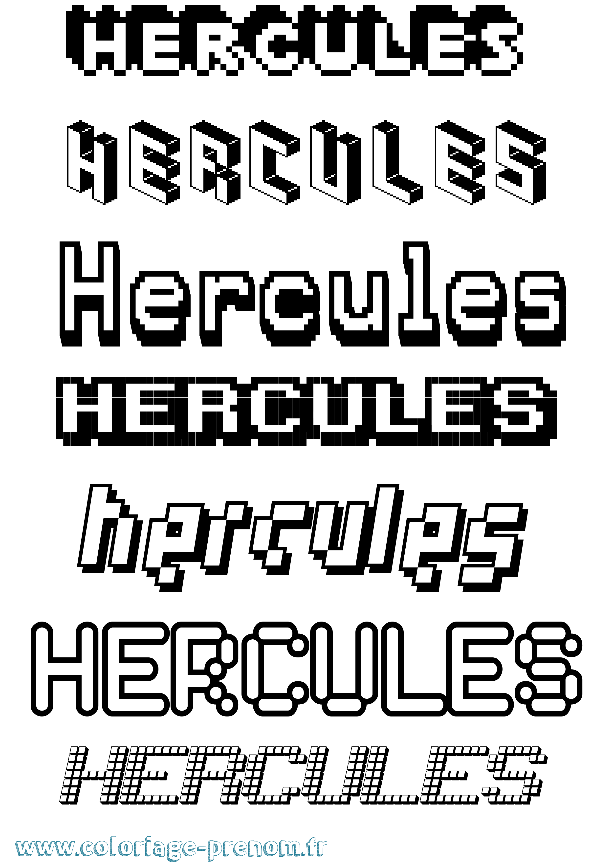 Coloriage prénom Hercules Pixel