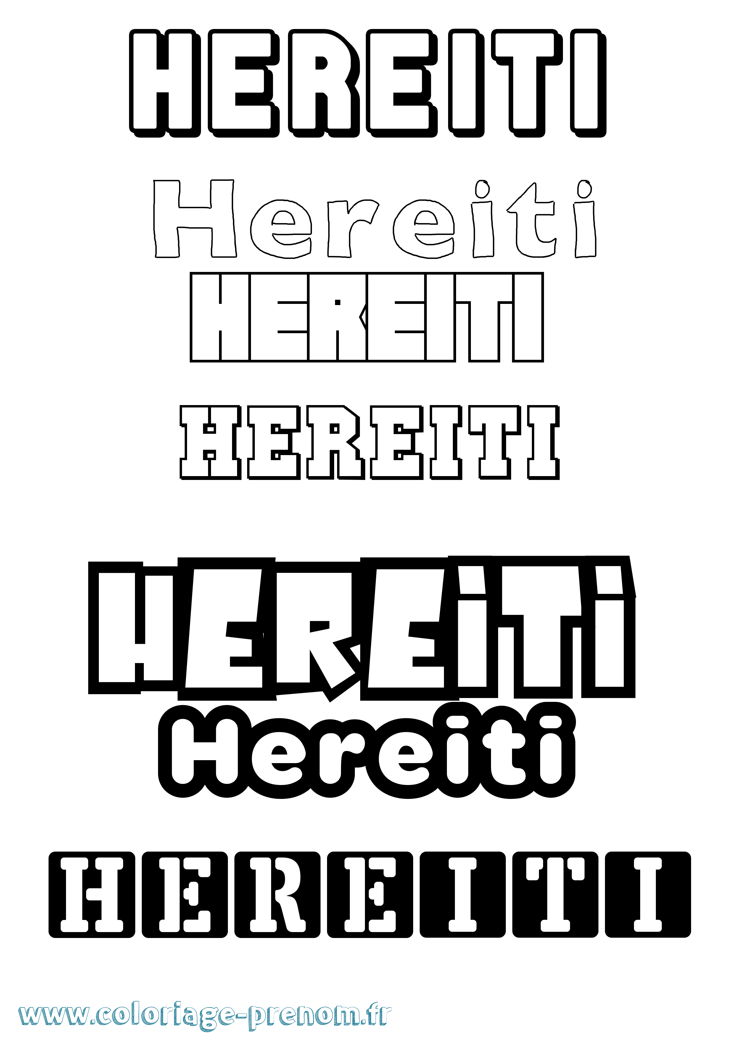 Coloriage prénom Hereiti Simple