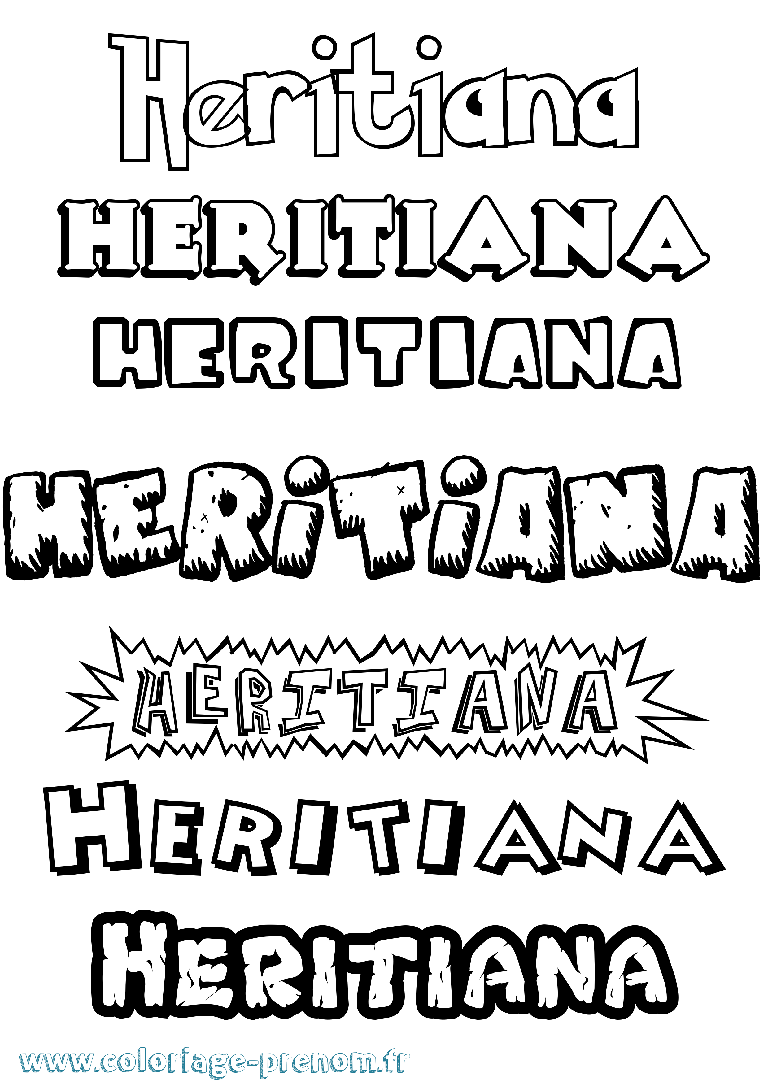 Coloriage prénom Heritiana Dessin Animé