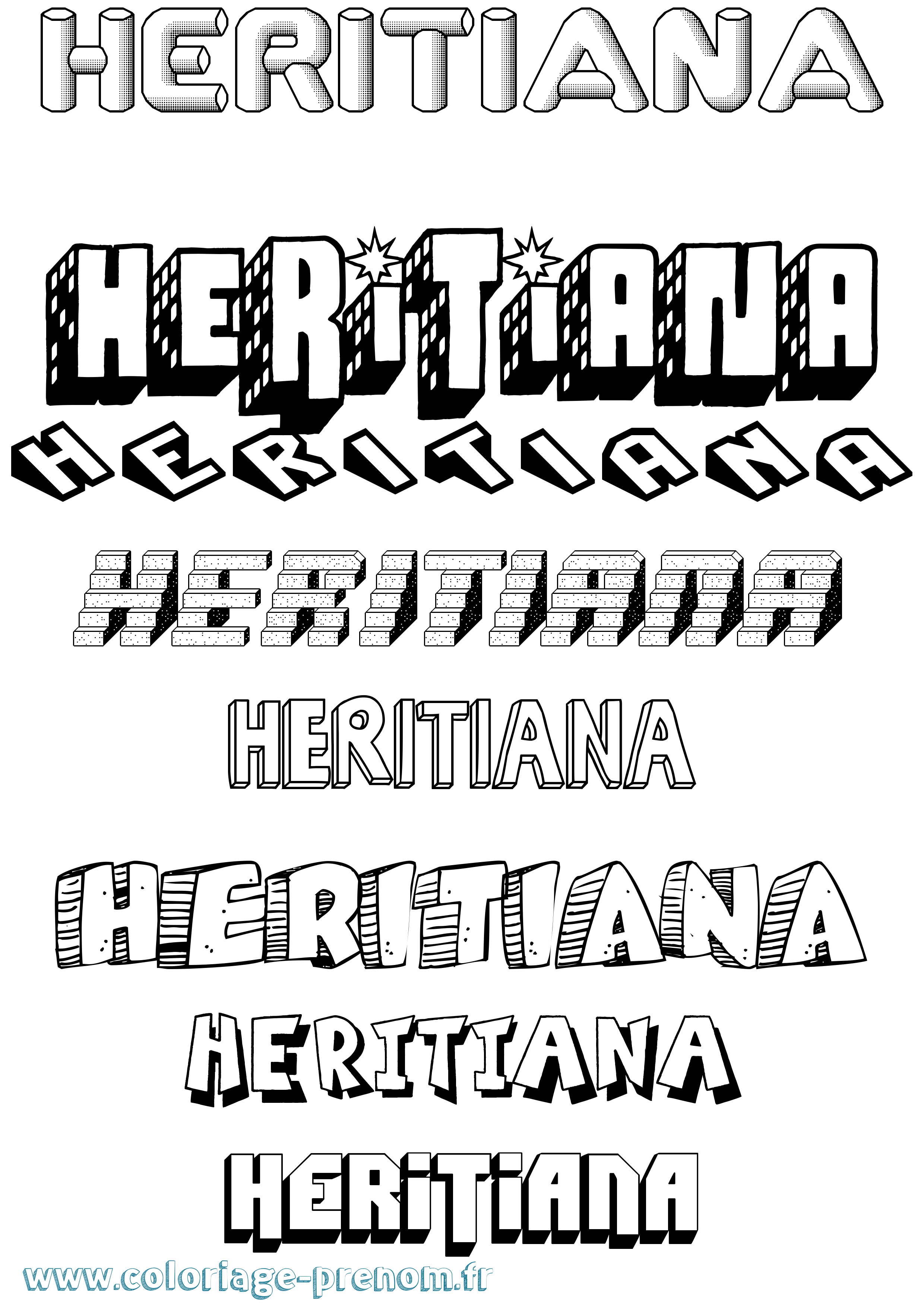 Coloriage prénom Heritiana Effet 3D