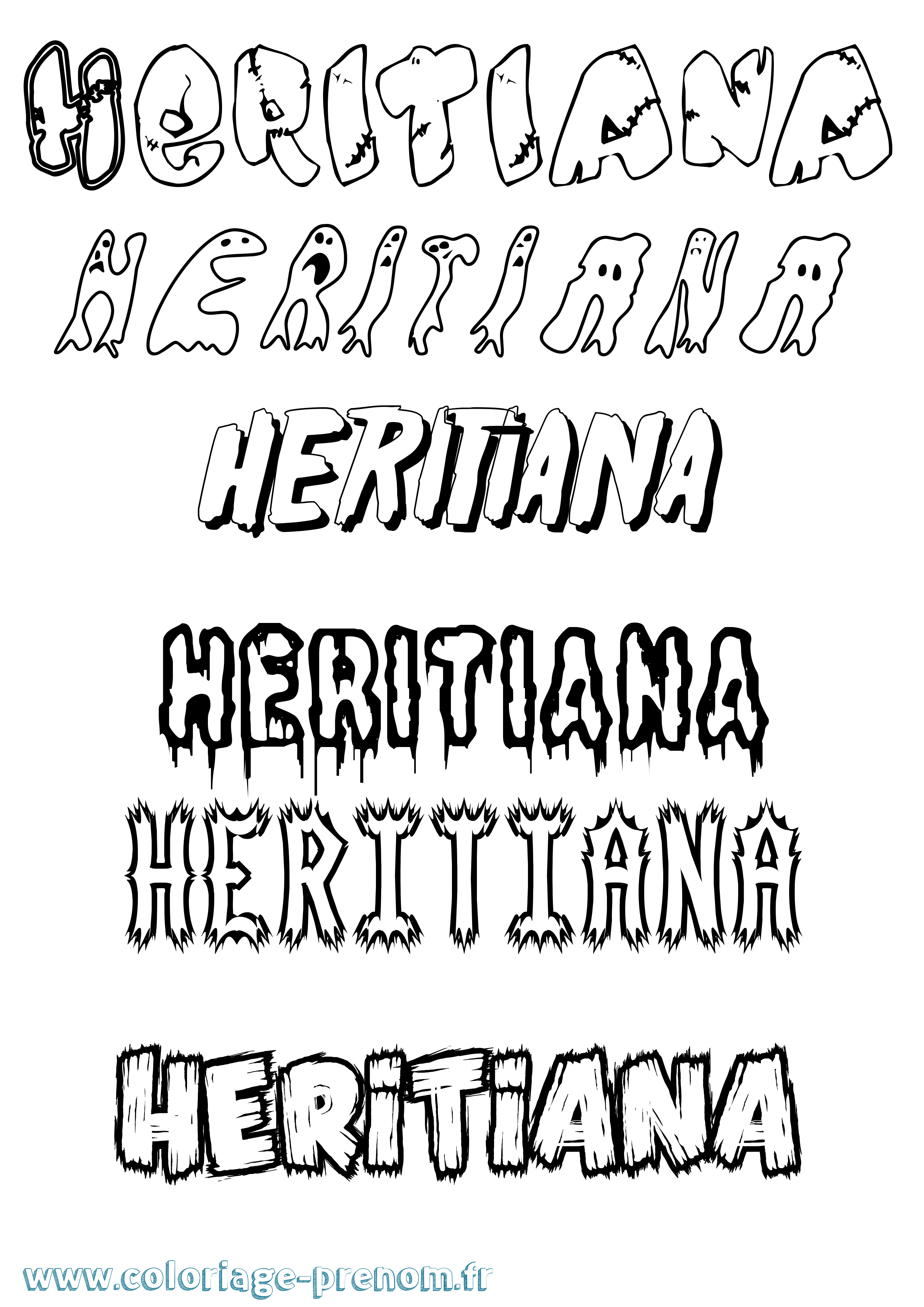 Coloriage prénom Heritiana Frisson