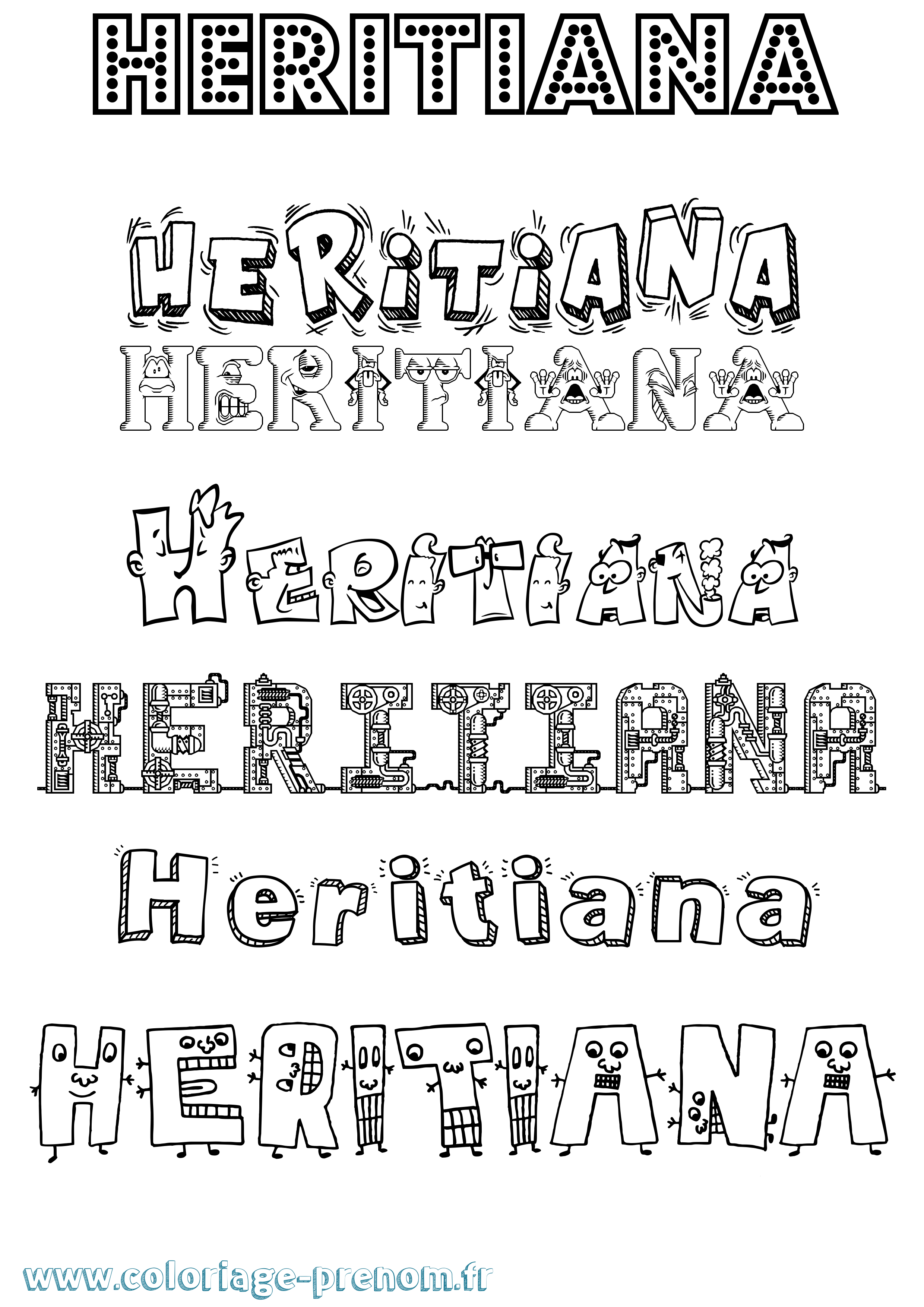 Coloriage prénom Heritiana Fun