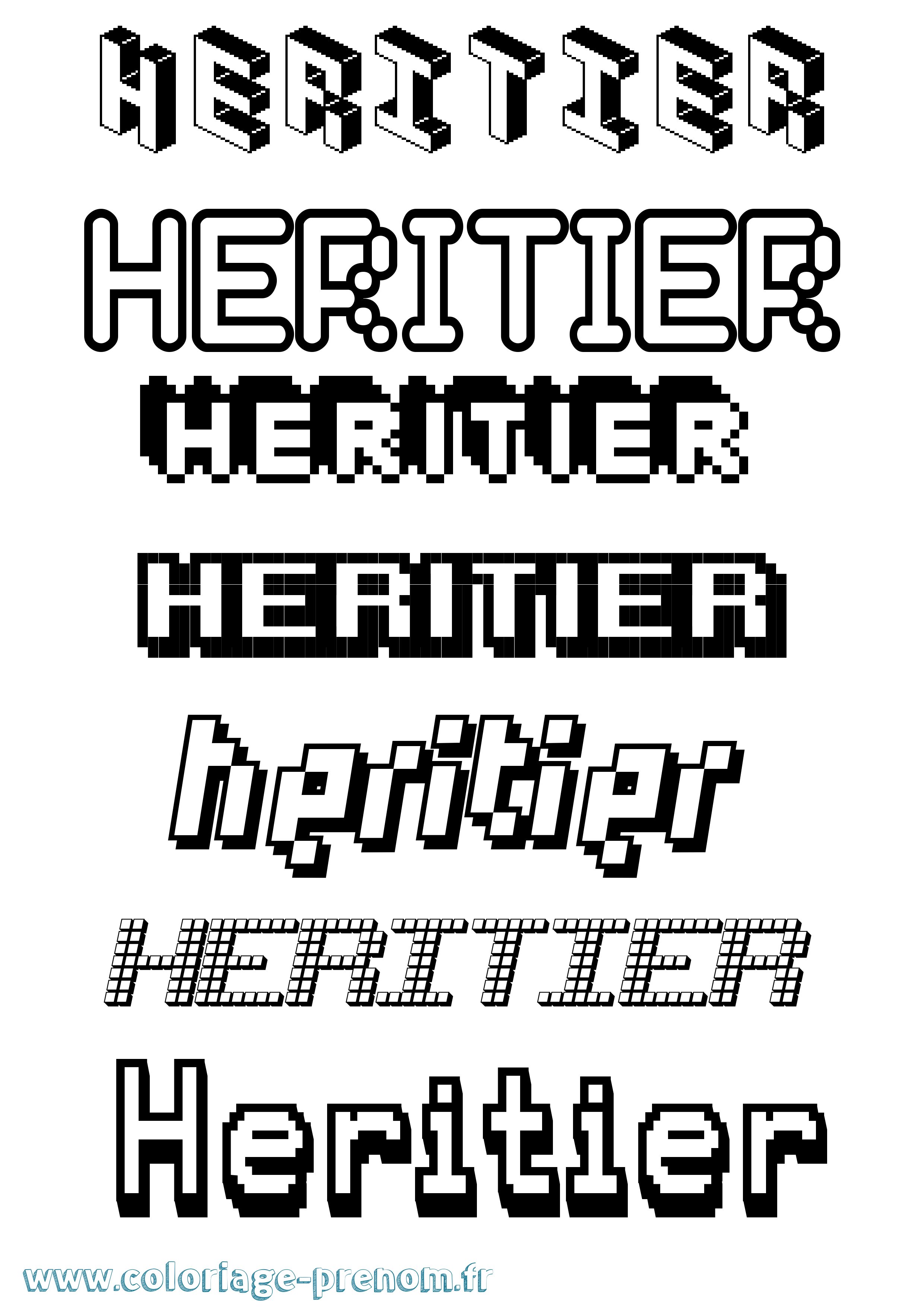 Coloriage prénom Heritier Pixel