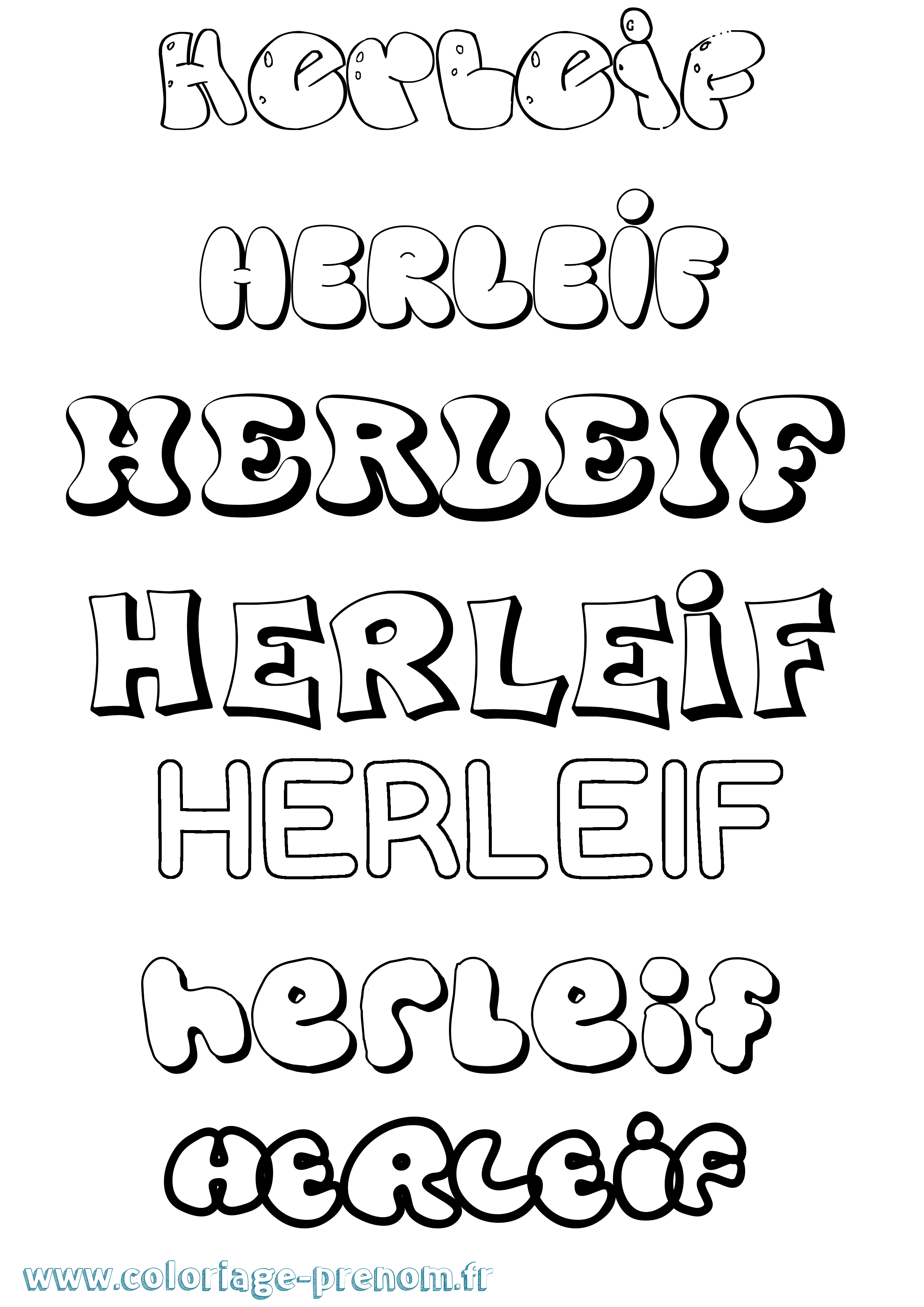 Coloriage prénom Herleif Bubble