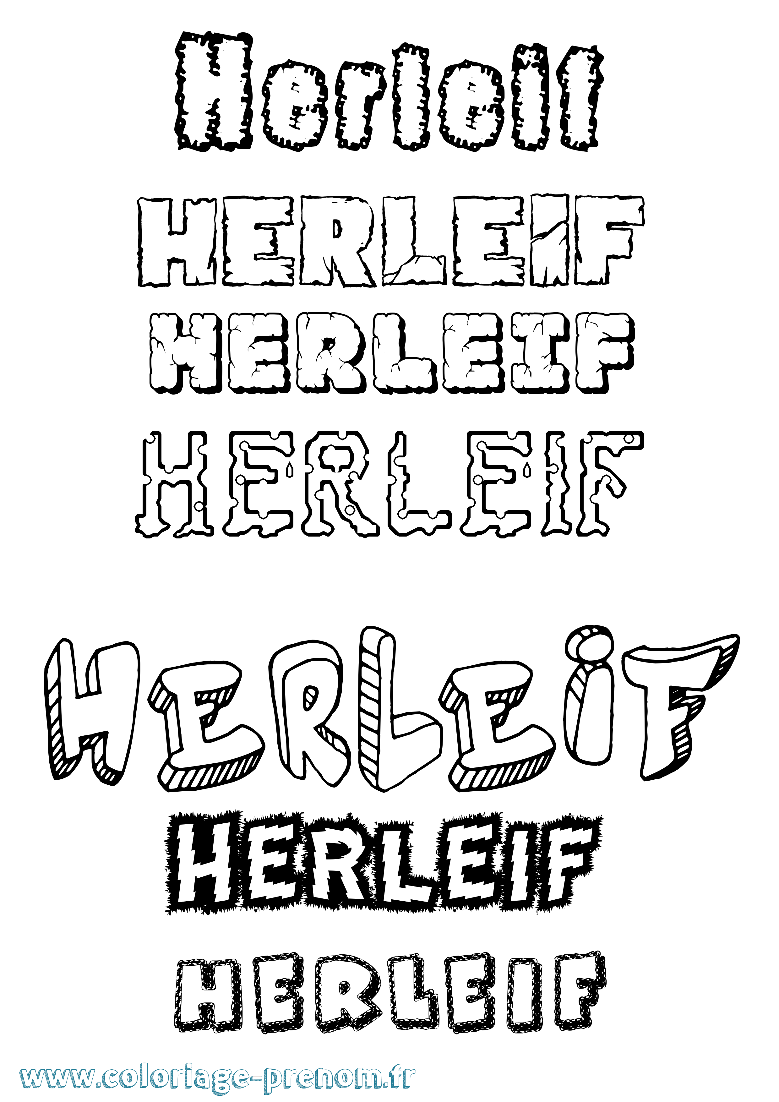 Coloriage Herleif Destructuré Coloriage prénom Herleif Destructuré