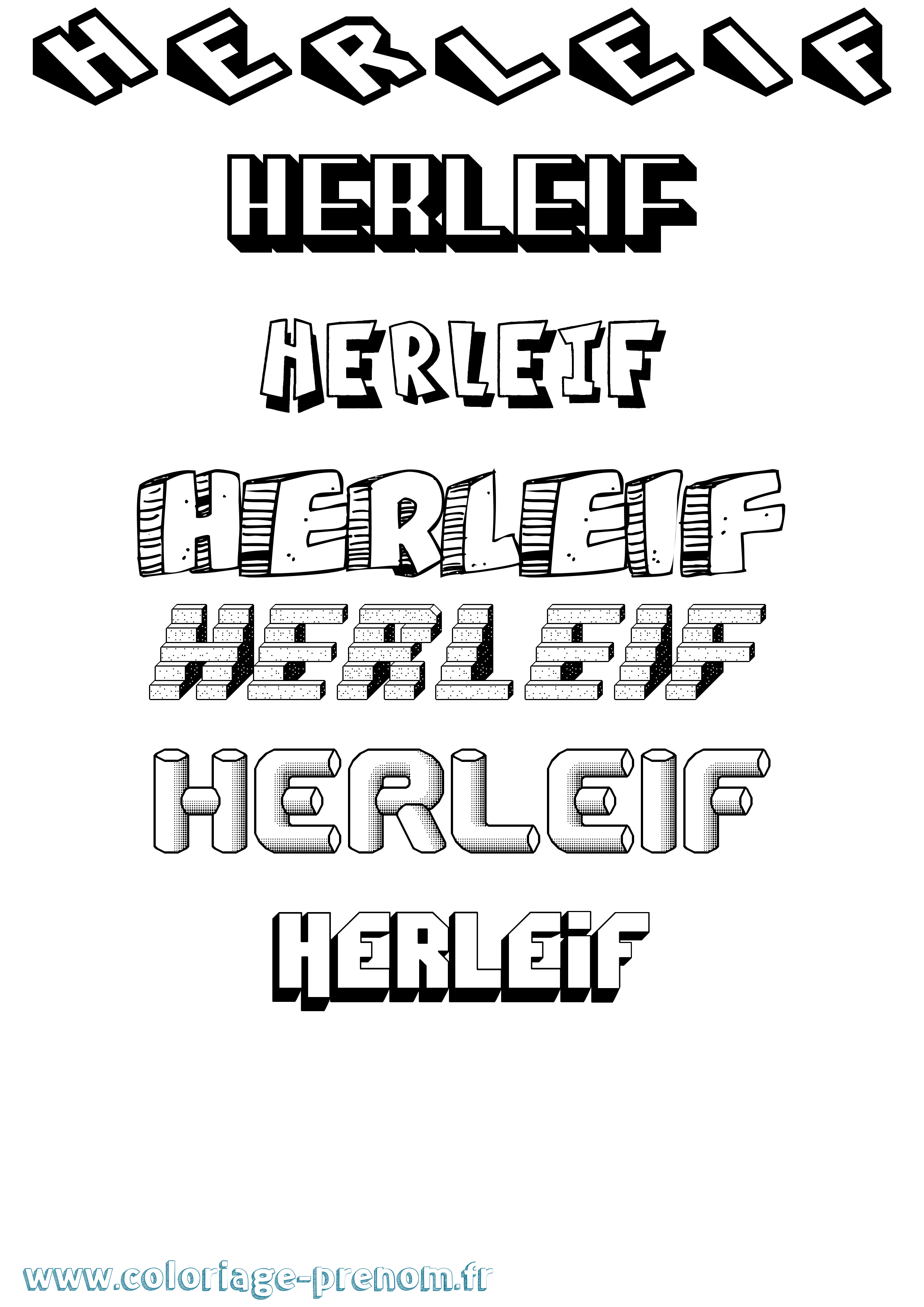 Coloriage Herleif Effet 3D Coloriage prénom Herleif Effet 3D