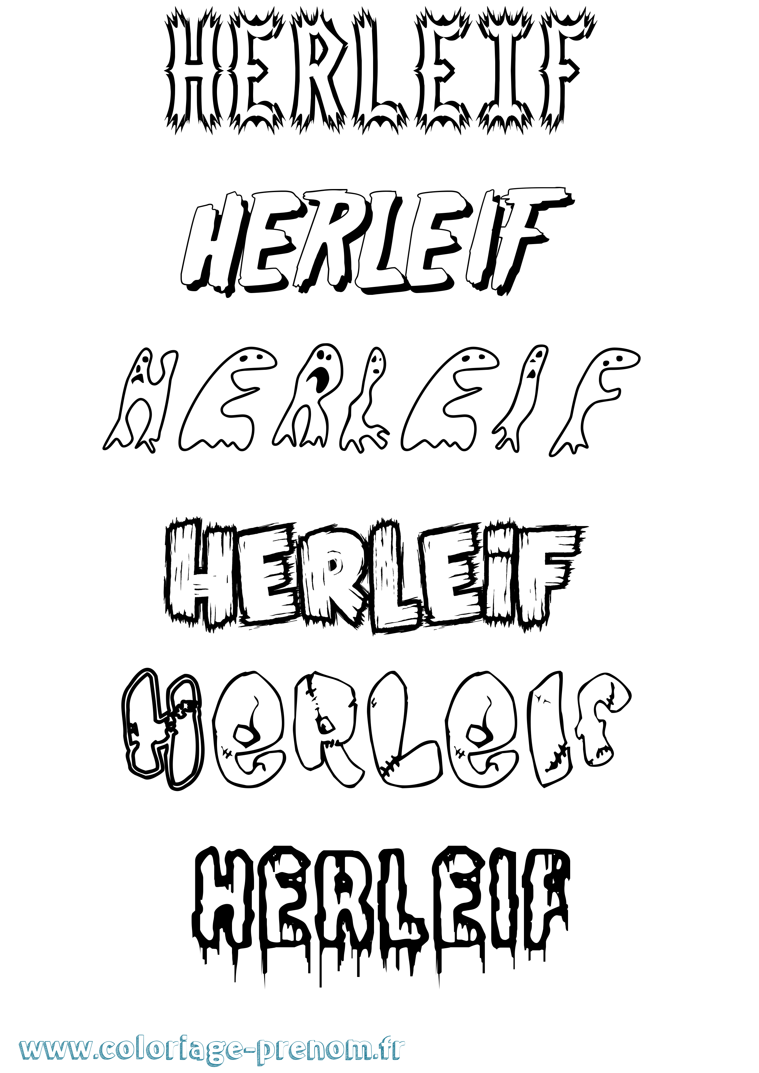 Coloriage prénom Herleif Frisson