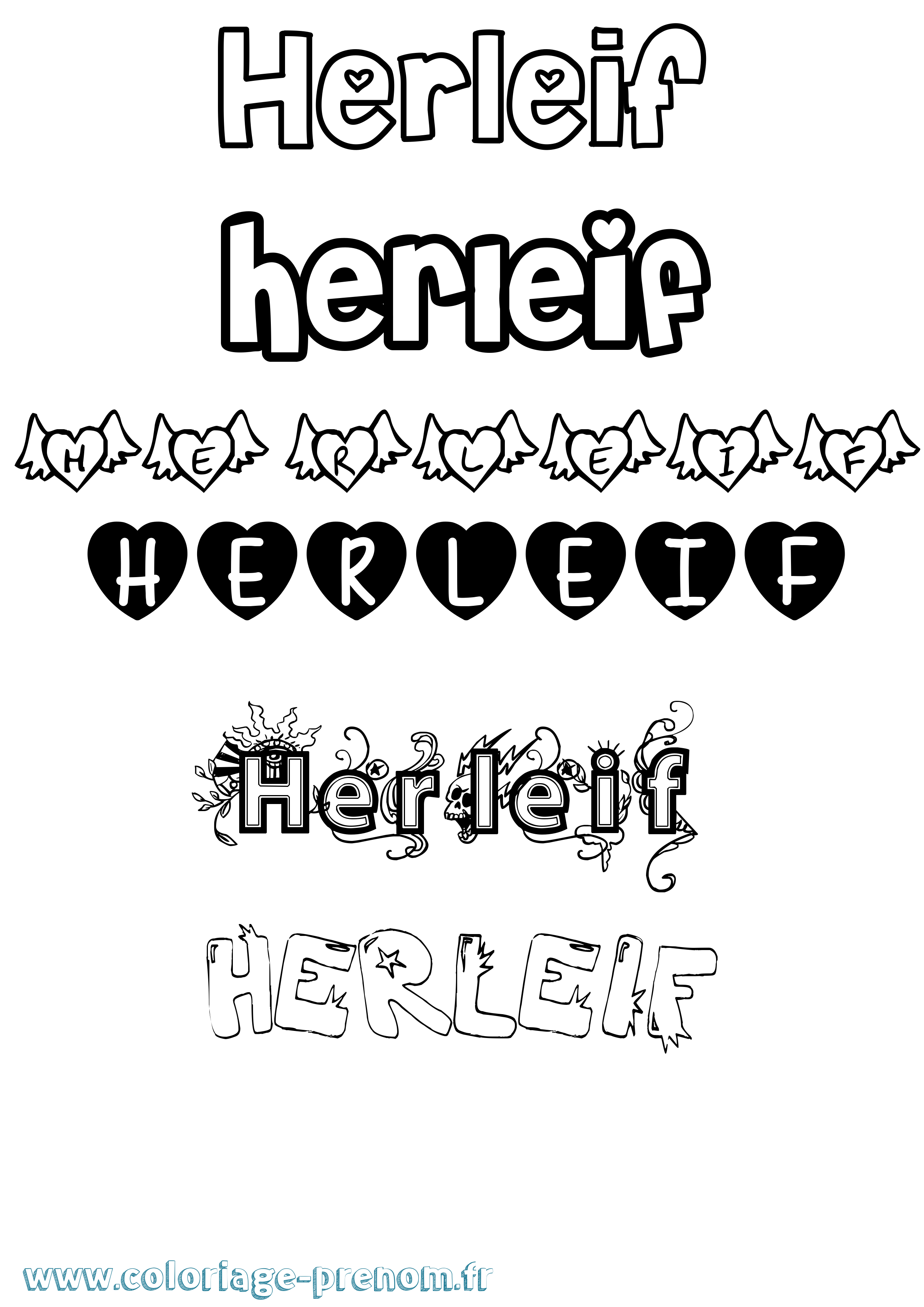 Coloriage Herleif Girly Coloriage prénom Herleif Girly