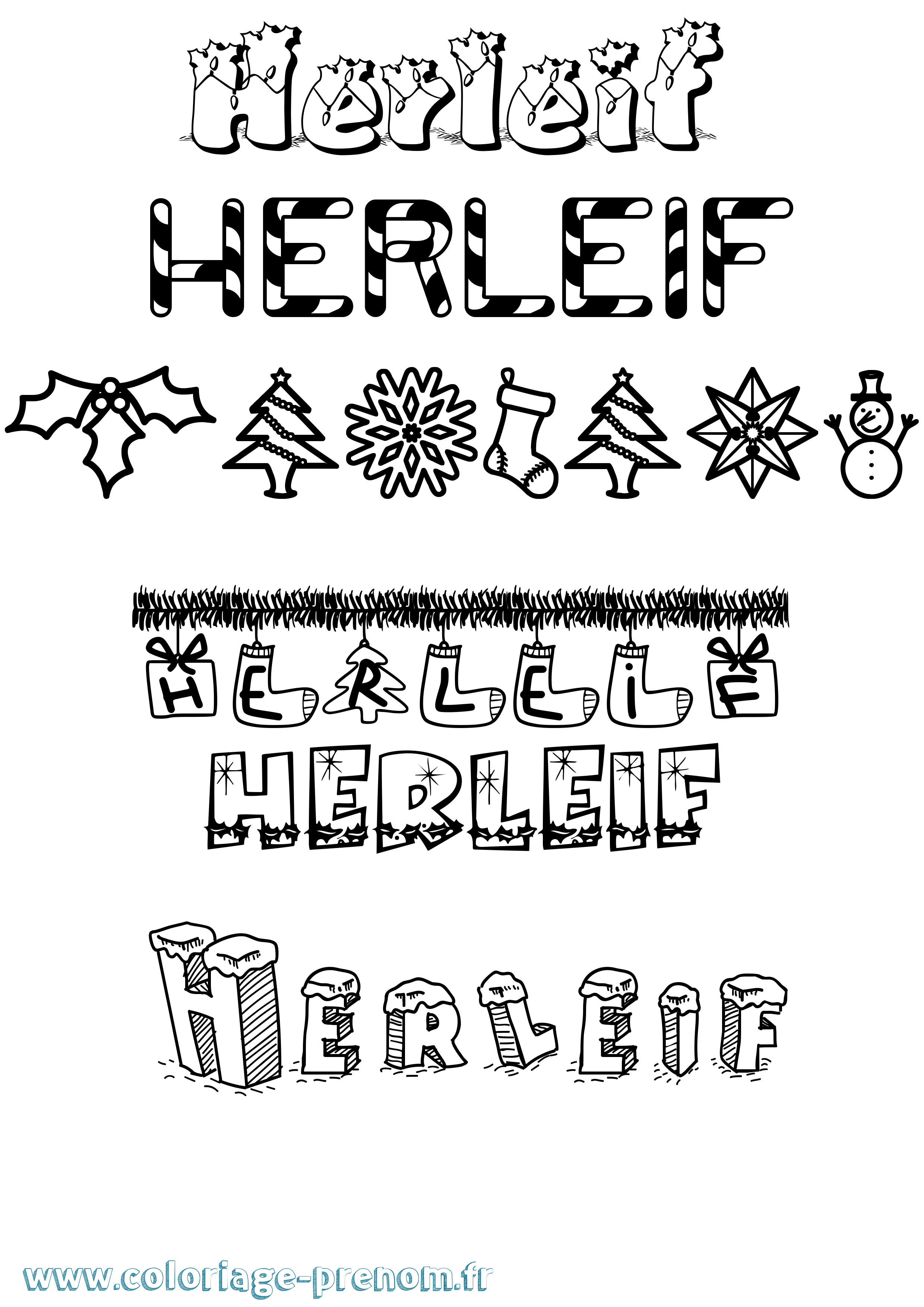 Coloriage prénom Herleif Noël